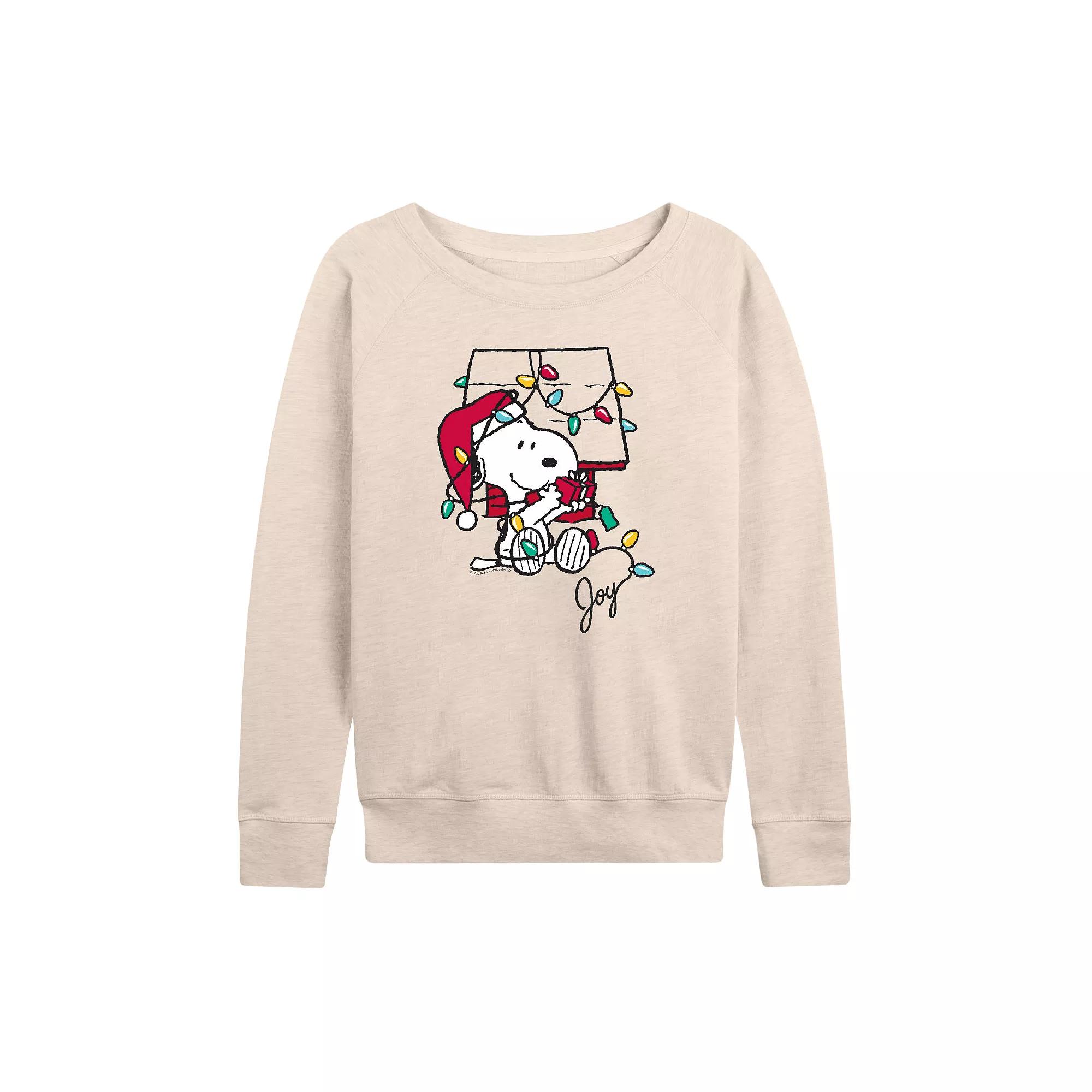 Women's Peanuts Snoopy Joyful Moment French Terry Long Sleeve Tee,  Product Image
