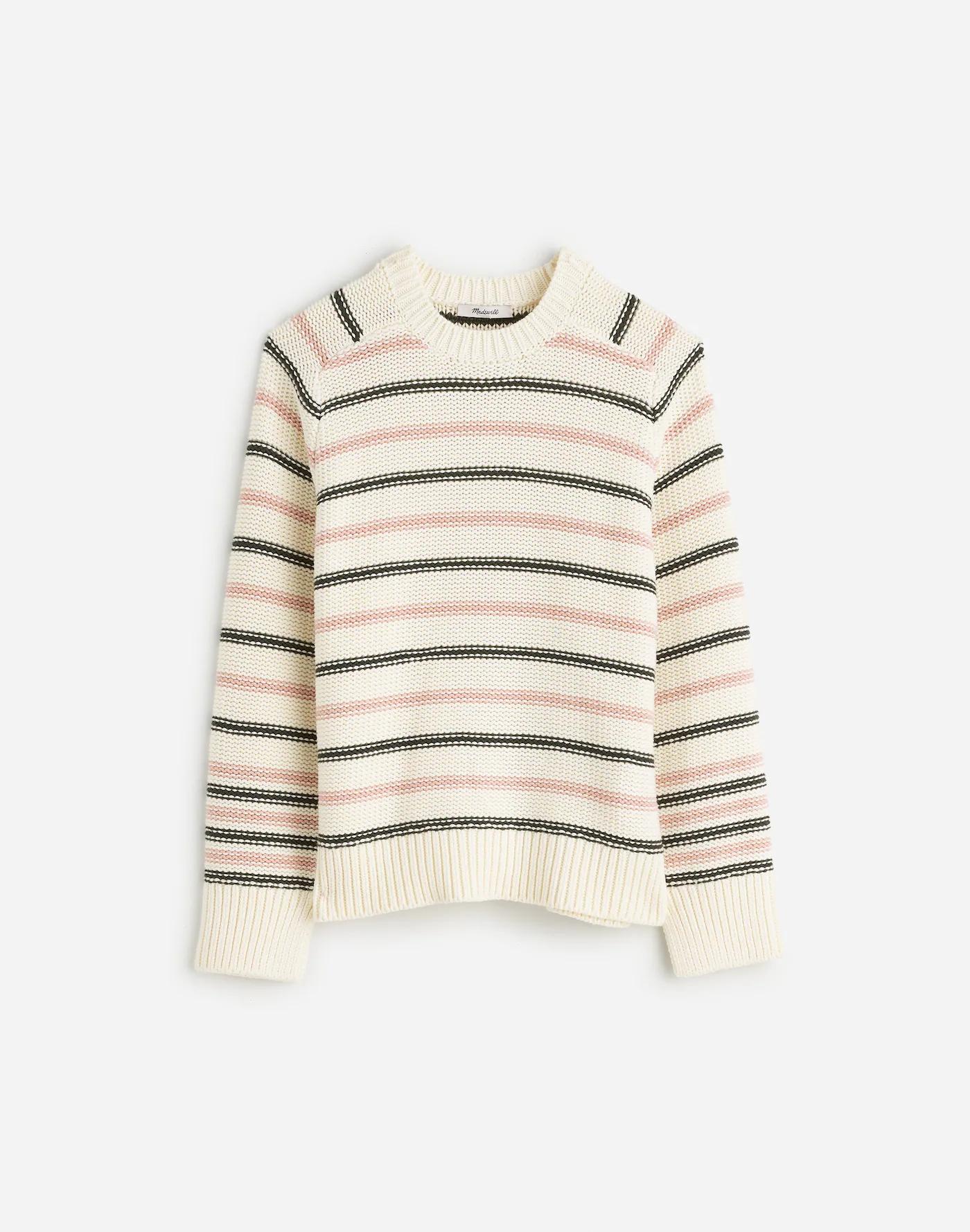 Cotton Crewneck Sweater in Stripe Product Image
