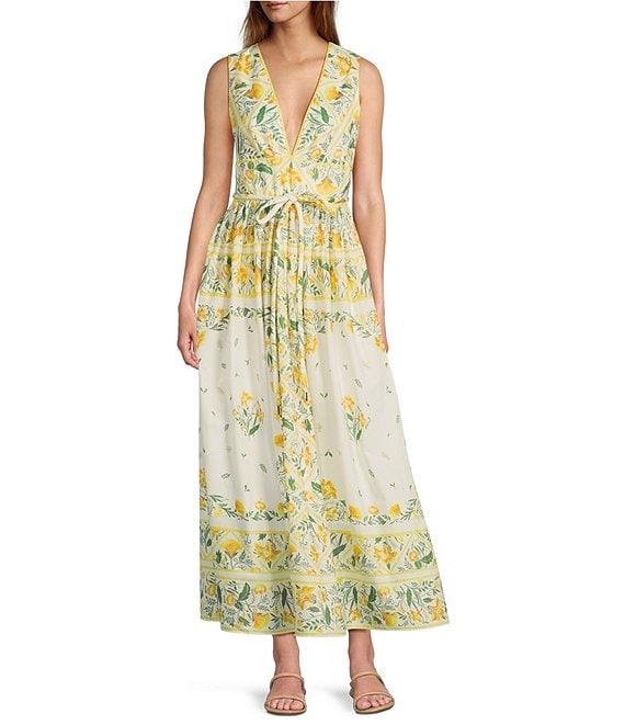 Antonio Melani x Style by Simkins Hannah Poplin V-Neck Sleeveless Belted Maxi Dress Product Image