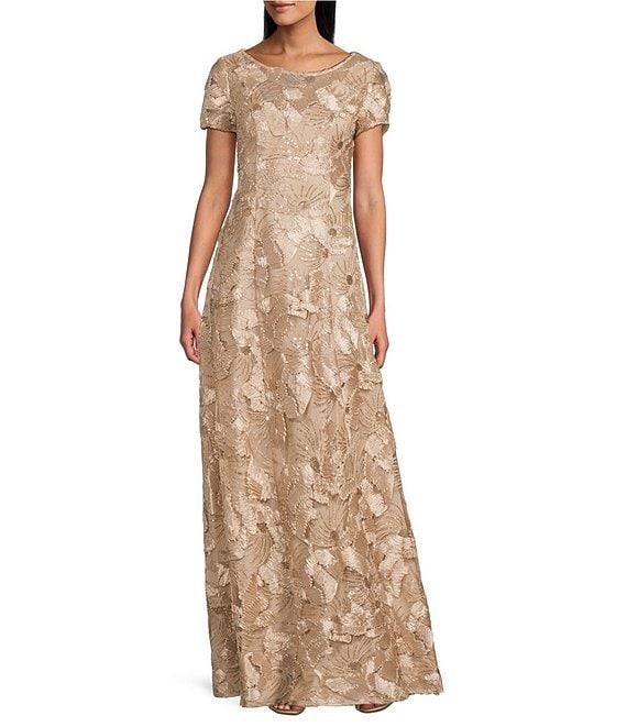 Alex Evenings Lace Scoop Neck Short Sleeve A-Line Gown Product Image