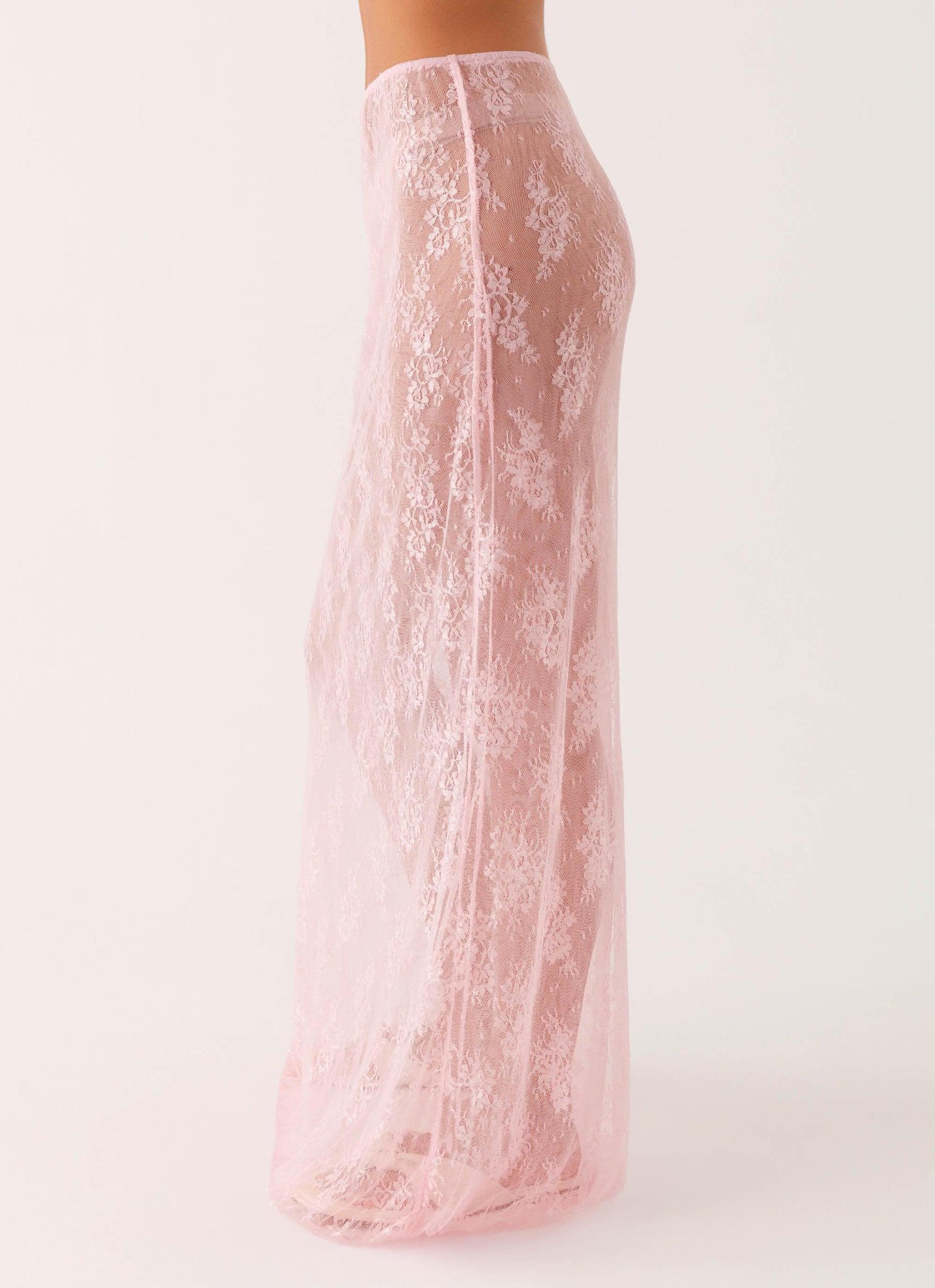Caden Lace Maxi Skirt - Pink Product Image