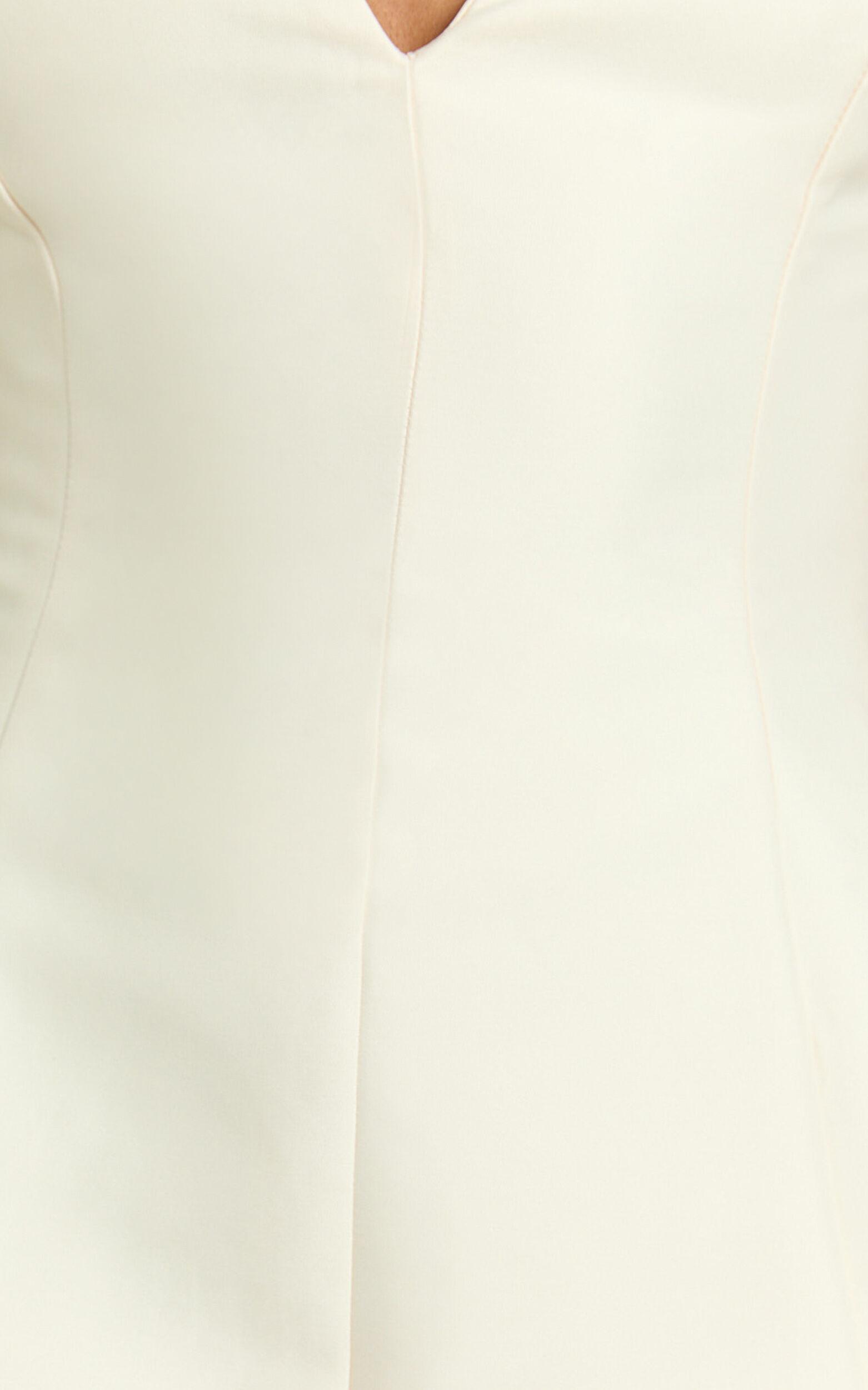 Sheeran Mini Dress - Plunge A Line Dress in Cream Product Image
