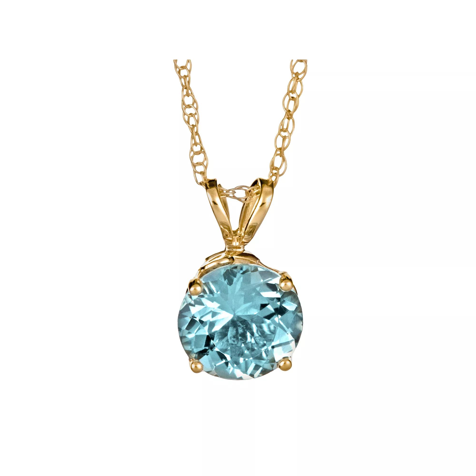 Celebration Gems 14k Gold Aquamarine Pendant, Women's, Size: 18", Blue Product Image