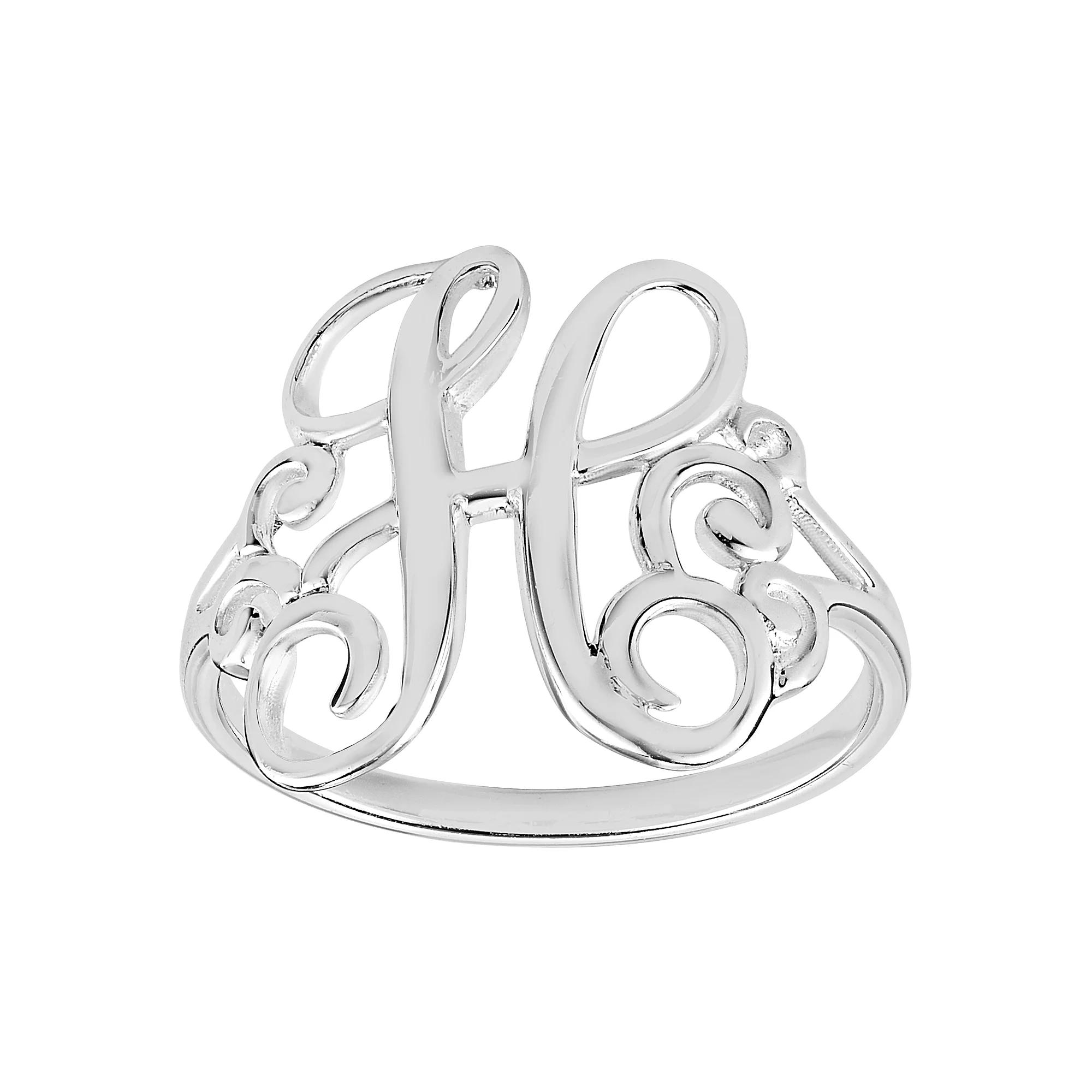 PRIMROSE Sterling Silver Monogram Initial Ring, Women's, Size: 8, H Product Image