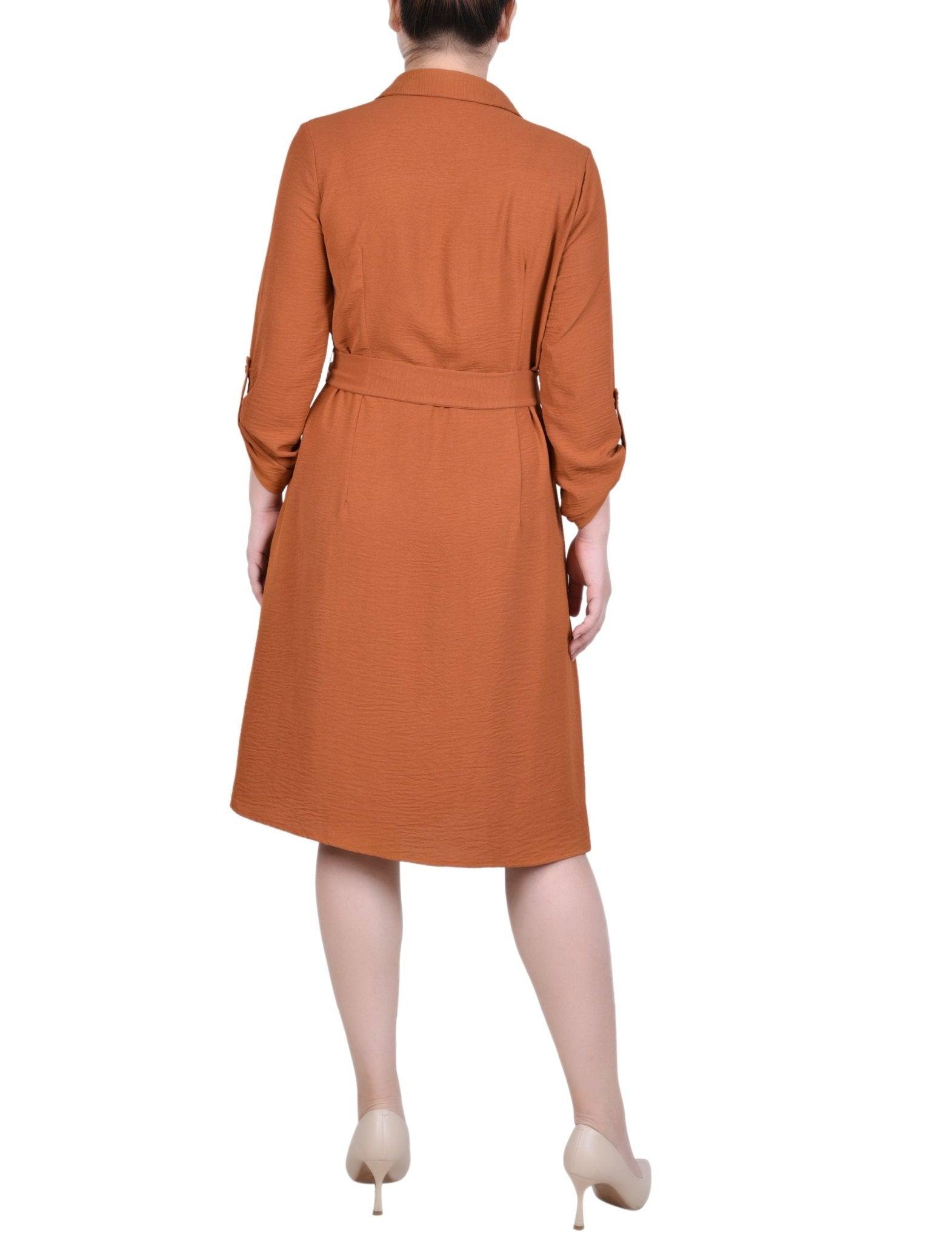 Ginger Bread Long Roll Tab Sleeve Shirtdress Product Image