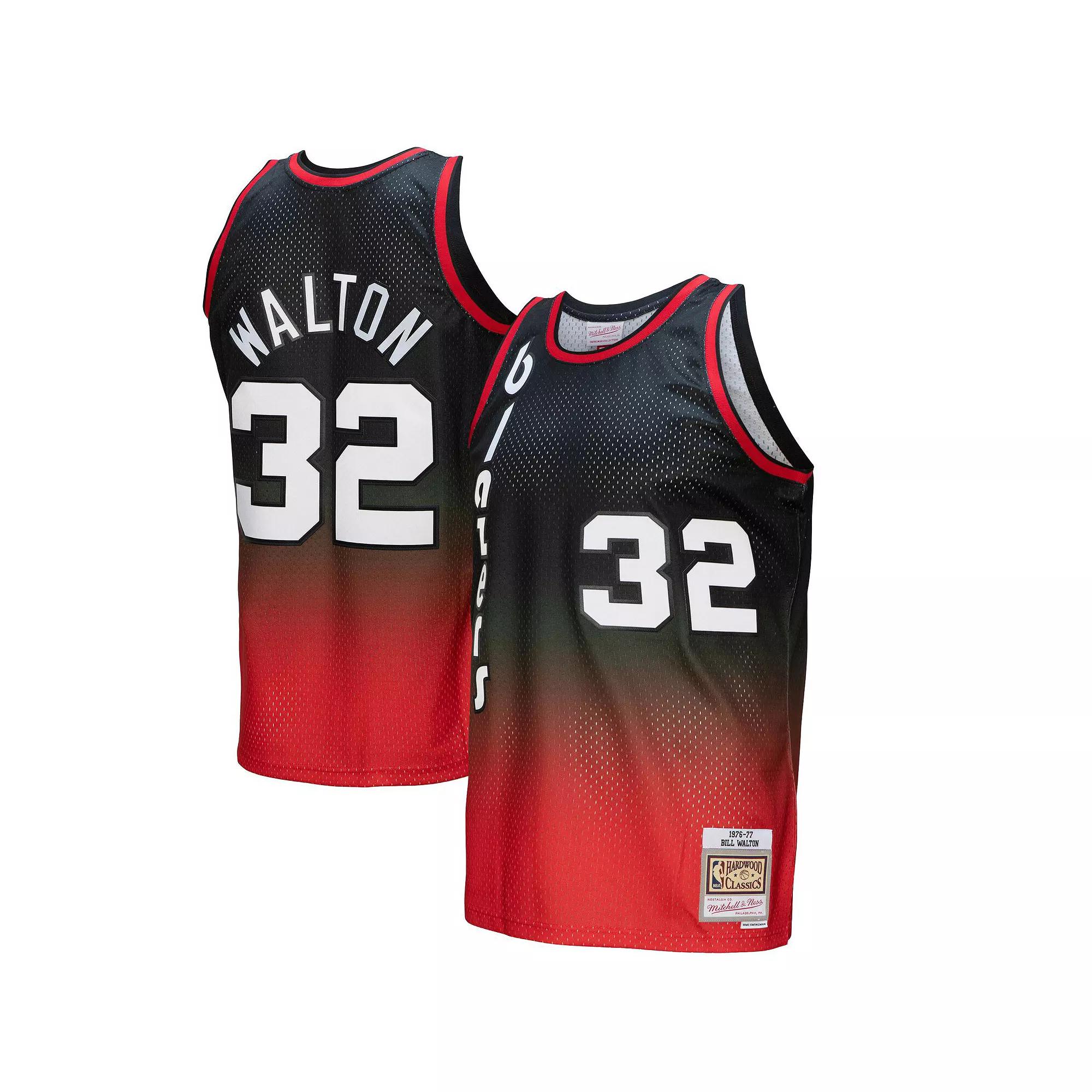 Men's Mitchell & Ness Bill Walton Red/Black Portland Trail Blazers 1976/77 Hardwood Classics Fadeaway Swingman Player Jersey,  Product Image