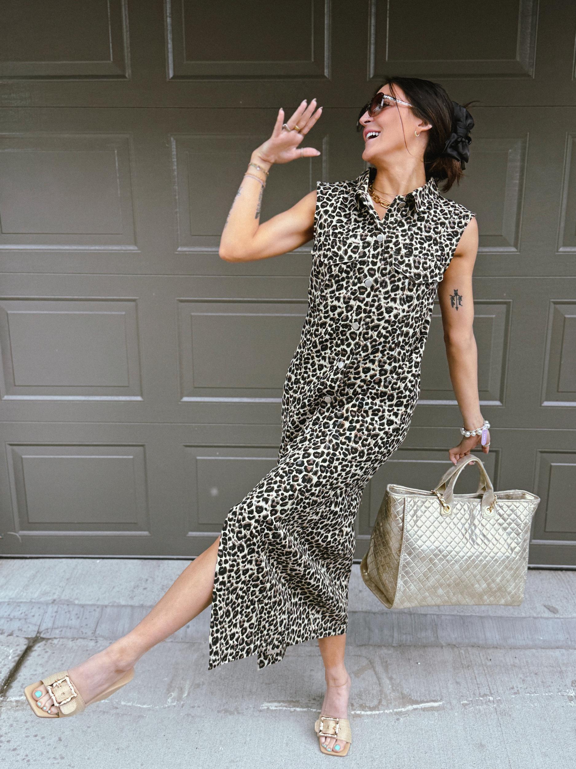 Allison Leopard Denim Maxi Dress Product Image