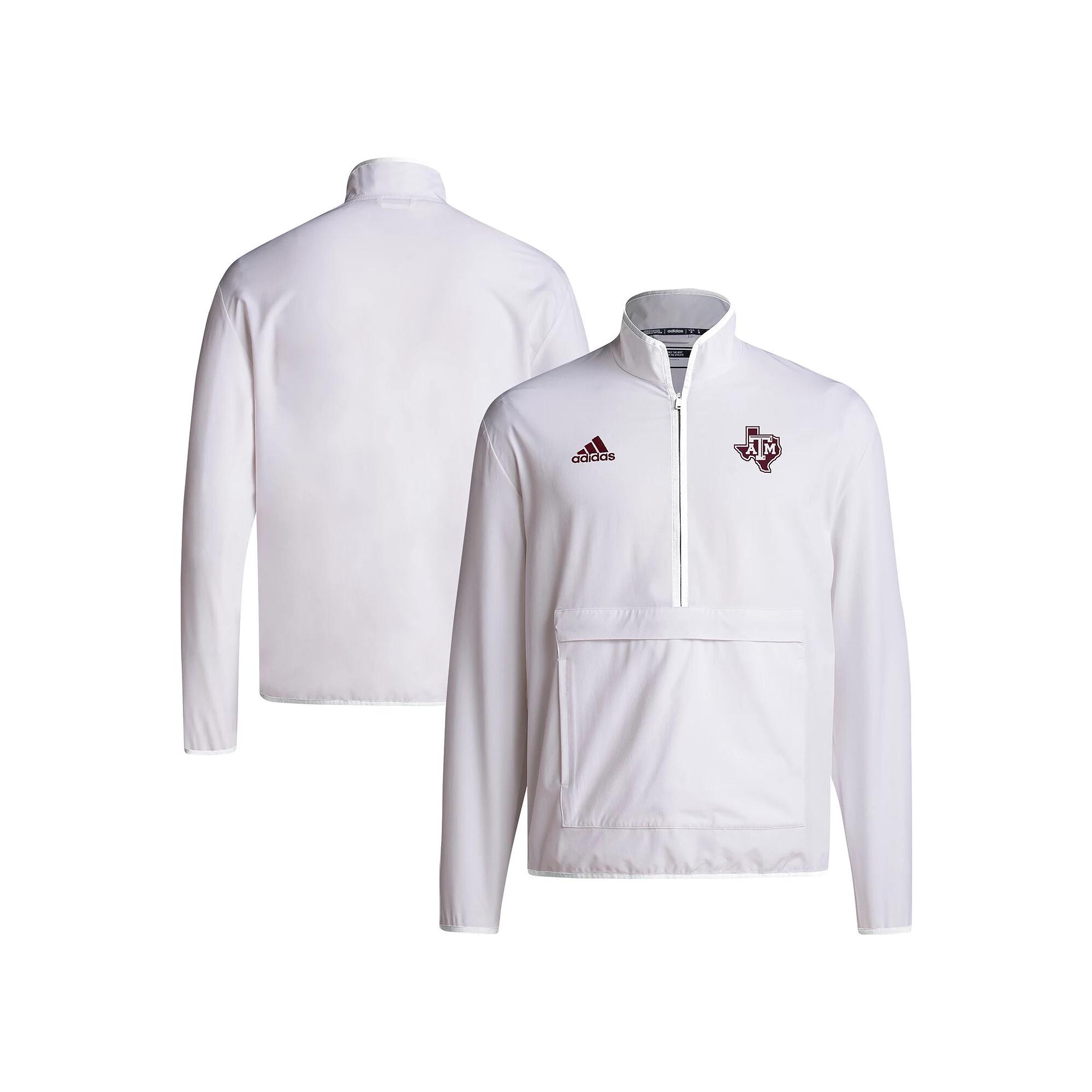 Men's adidas White Texas A&M Aggies 2024 Coaches Sideline Half-Zip Jacket, Size: XL Product Image