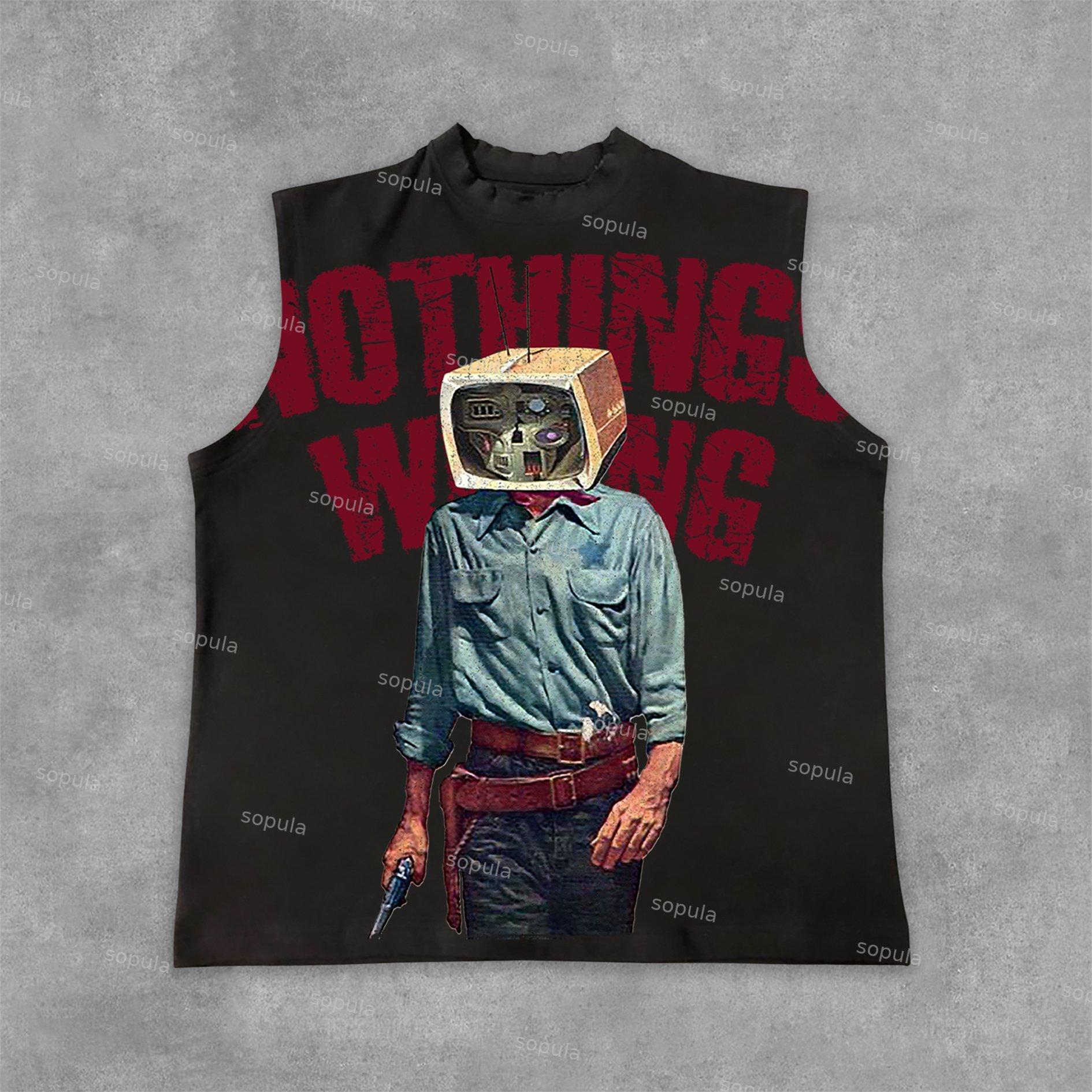 Sopula Vintage Nothing Wrong Graphic Print Cotton Sleeveless Shirts Tank Top Product Image