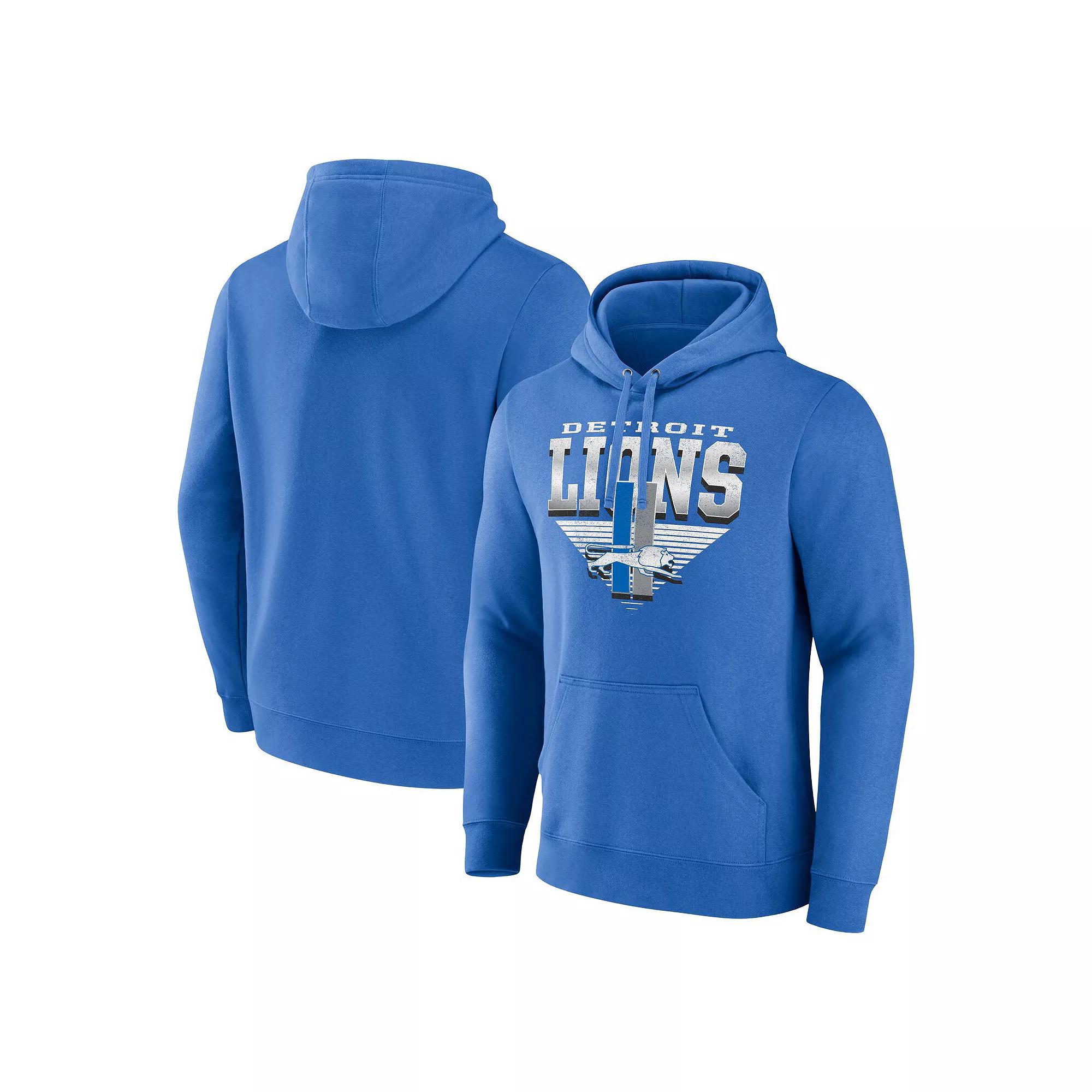 Men's Fanatics Blue Detroit Lions Geometric Chrome Pullover Hoodie,  Product Image