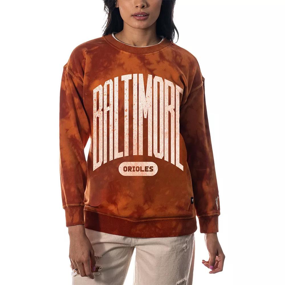 Women's The Wild Collective Orange Baltimore Orioles Overdyed Pullover Sweatshirt, Size: XL Product Image