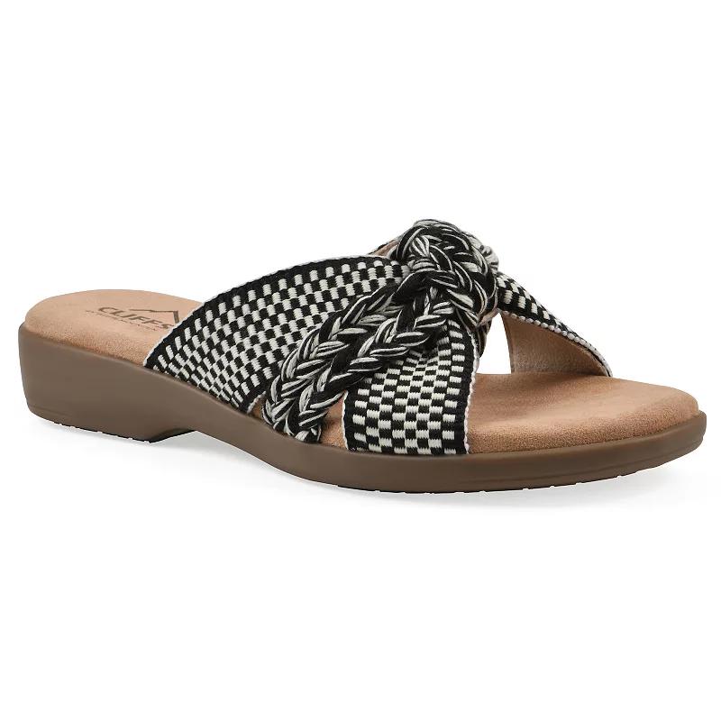 Cliffs by White Mountain Blinding Women's Slide Sandals, Size: 7 Medium, Black Team Fabric Product Image