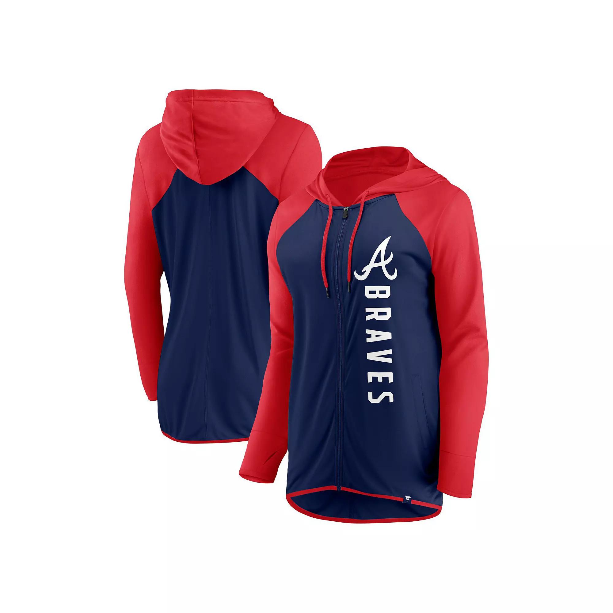 Women's Fanatics Branded Navy/Red Atlanta Braves Forever Fan Full-Zip Hoodie Jacket, Size: XS, Blue Product Image
