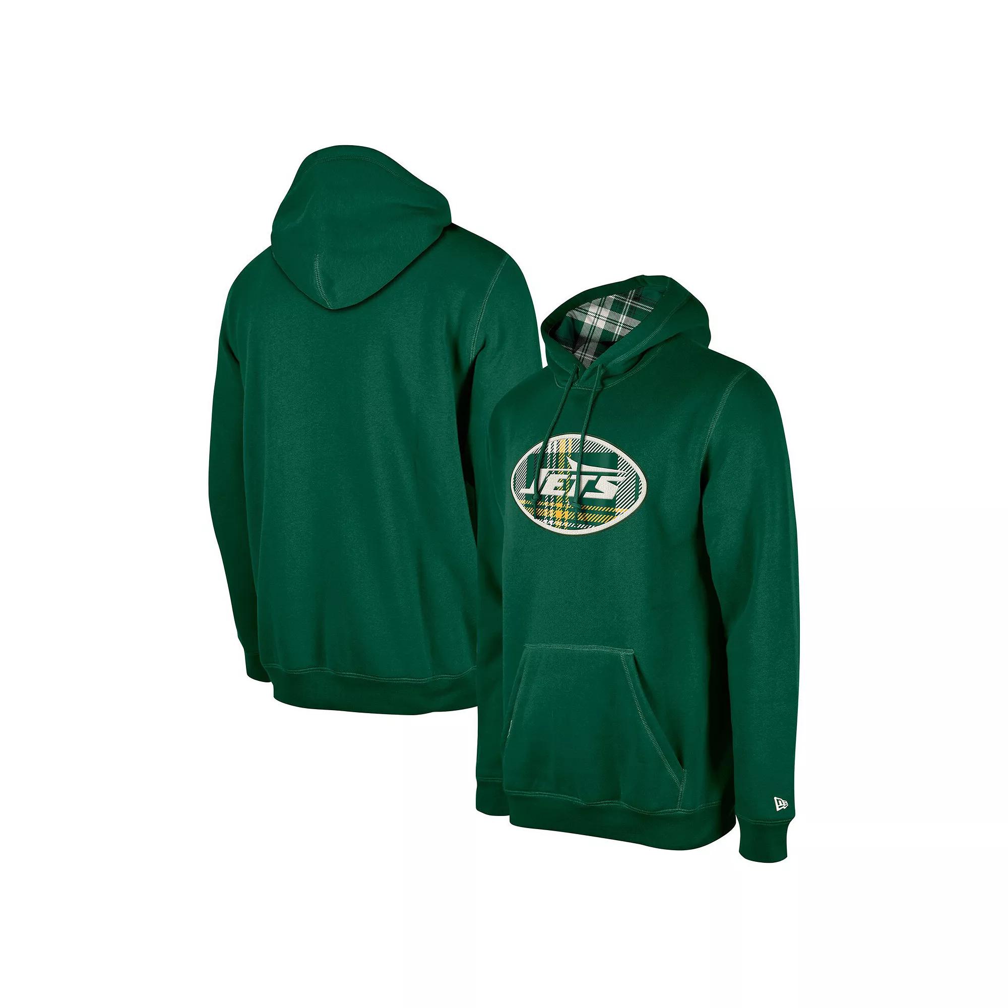 Men's New Era Green New York Jets 3rd Down Plaid Pullover Hoodie,  Product Image