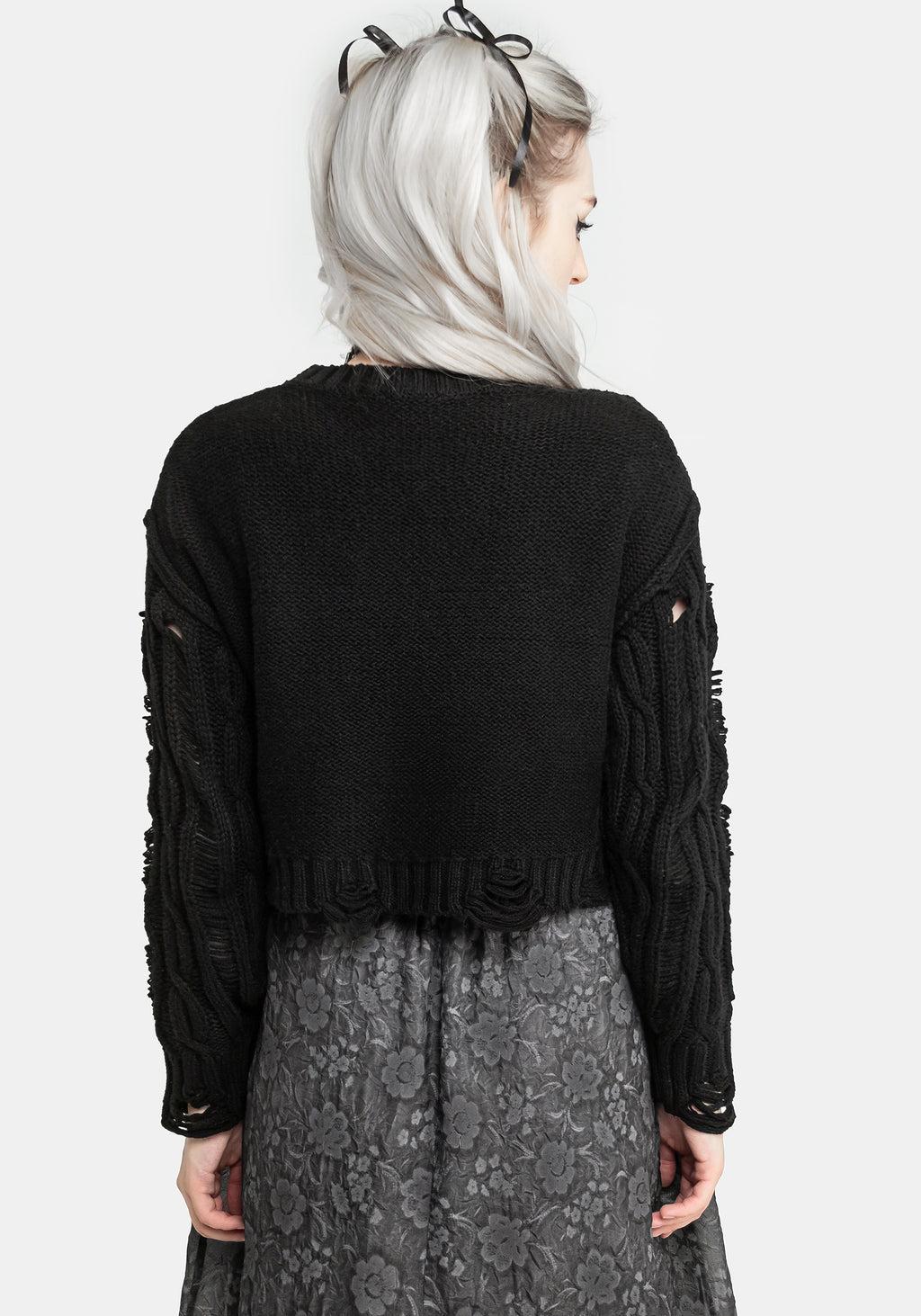 Nemesis Distressed Cable Knit Sweater Product Image