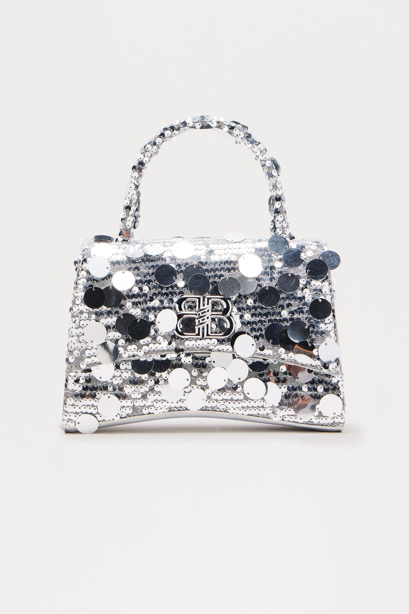 About Last Night Large Sequin Satchel  - Silver Female Product Image