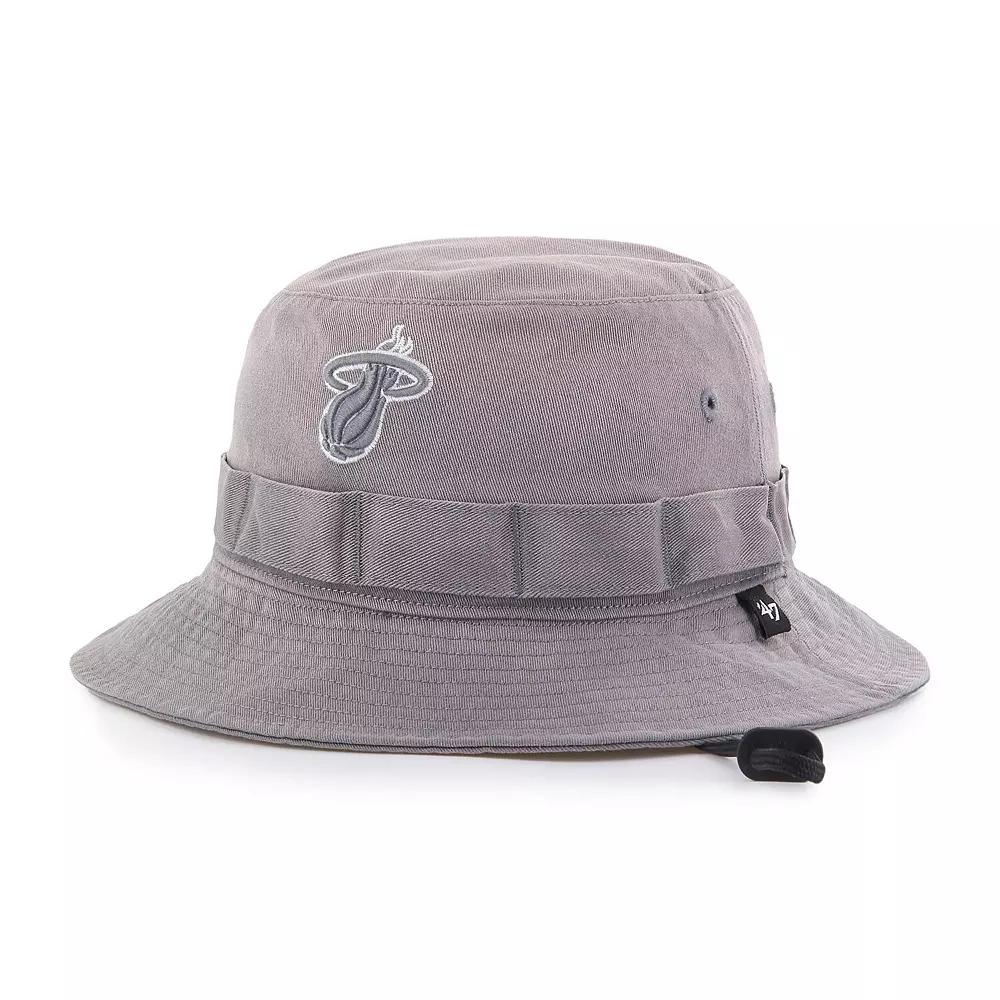 Men's '47 Charcoal Miami Heat Buxton Garment Washed Bucket Hat Product Image