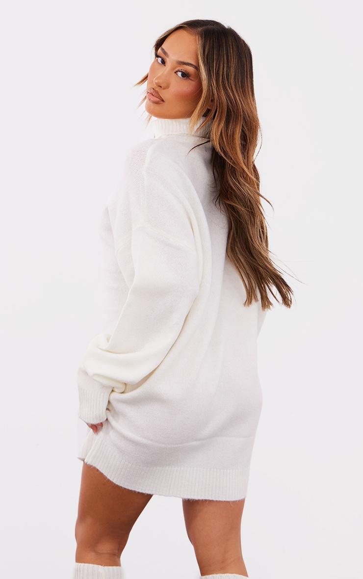 Petite Oatmeal Knitted Slouchy Sweater Dress Product Image