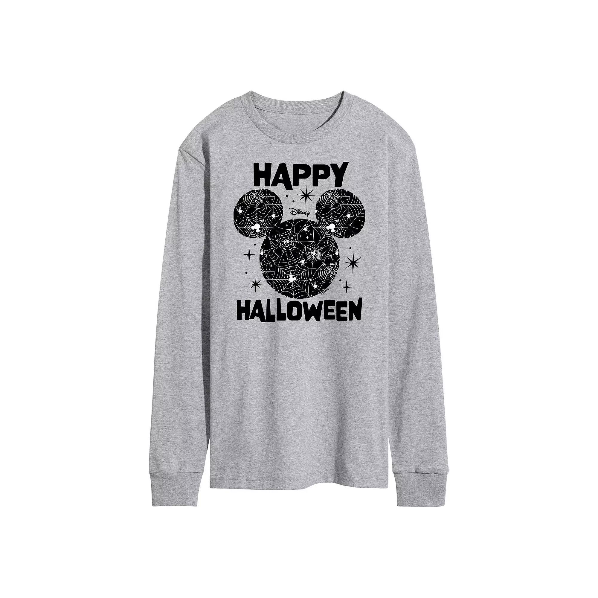 Disney's Mickey Mouse Men's Happy Halloween Silhouette Long Sleeve Graphic Tee,  Product Image