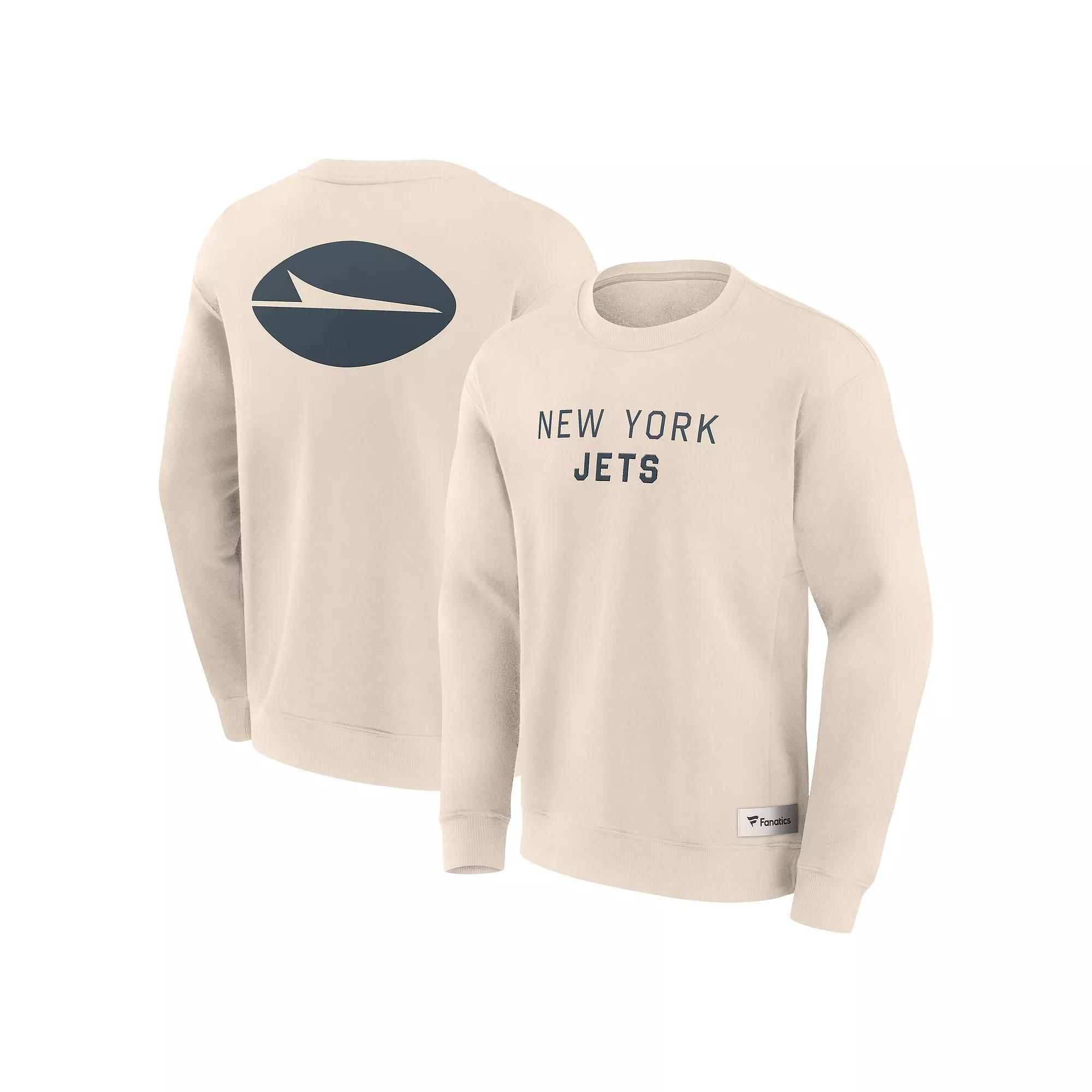 Men's Fanatics Cream New York Jets Elements Future Ground Lettering Pullover Sweatshirt,  Product Image