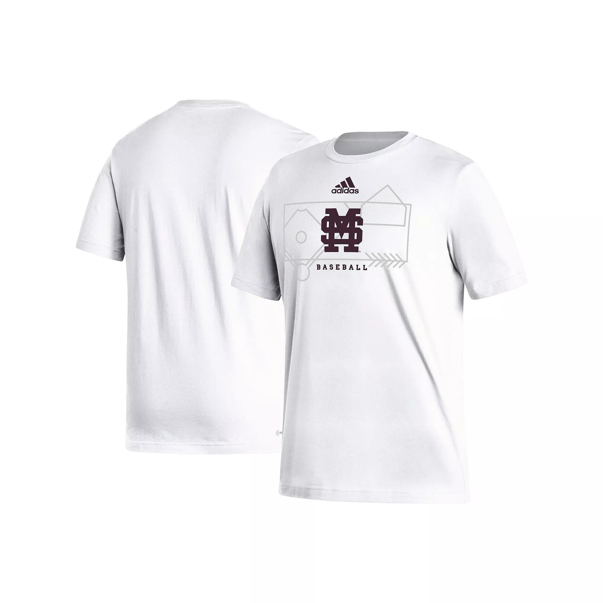 Mens adidas White Mississippi State Bulldogs Locker Lines Baseball Fresh T-Shirt Product Image