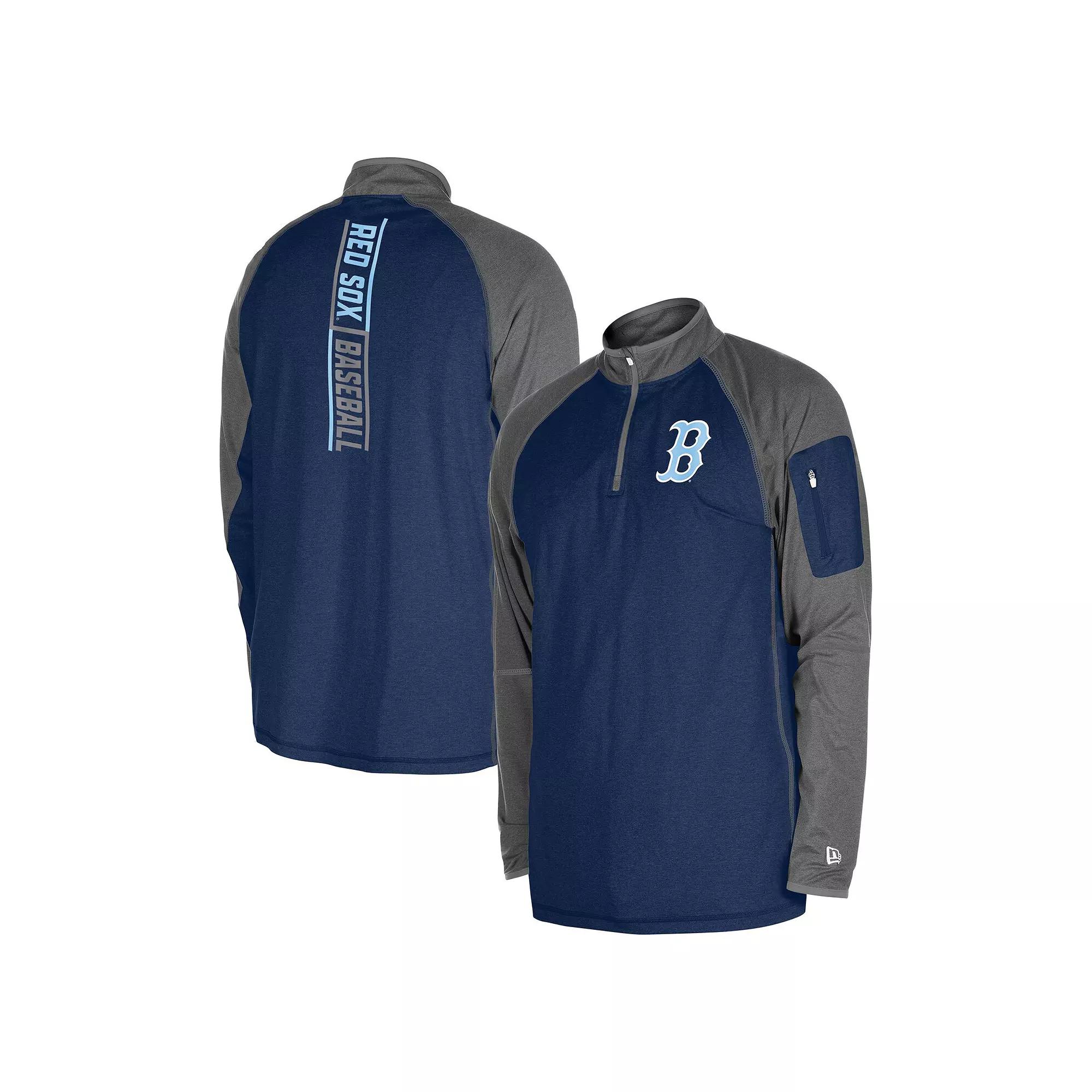 Men's New Era Navy Boston Red Sox Father's Day Raglan Quarter-Zip Top,  Product Image