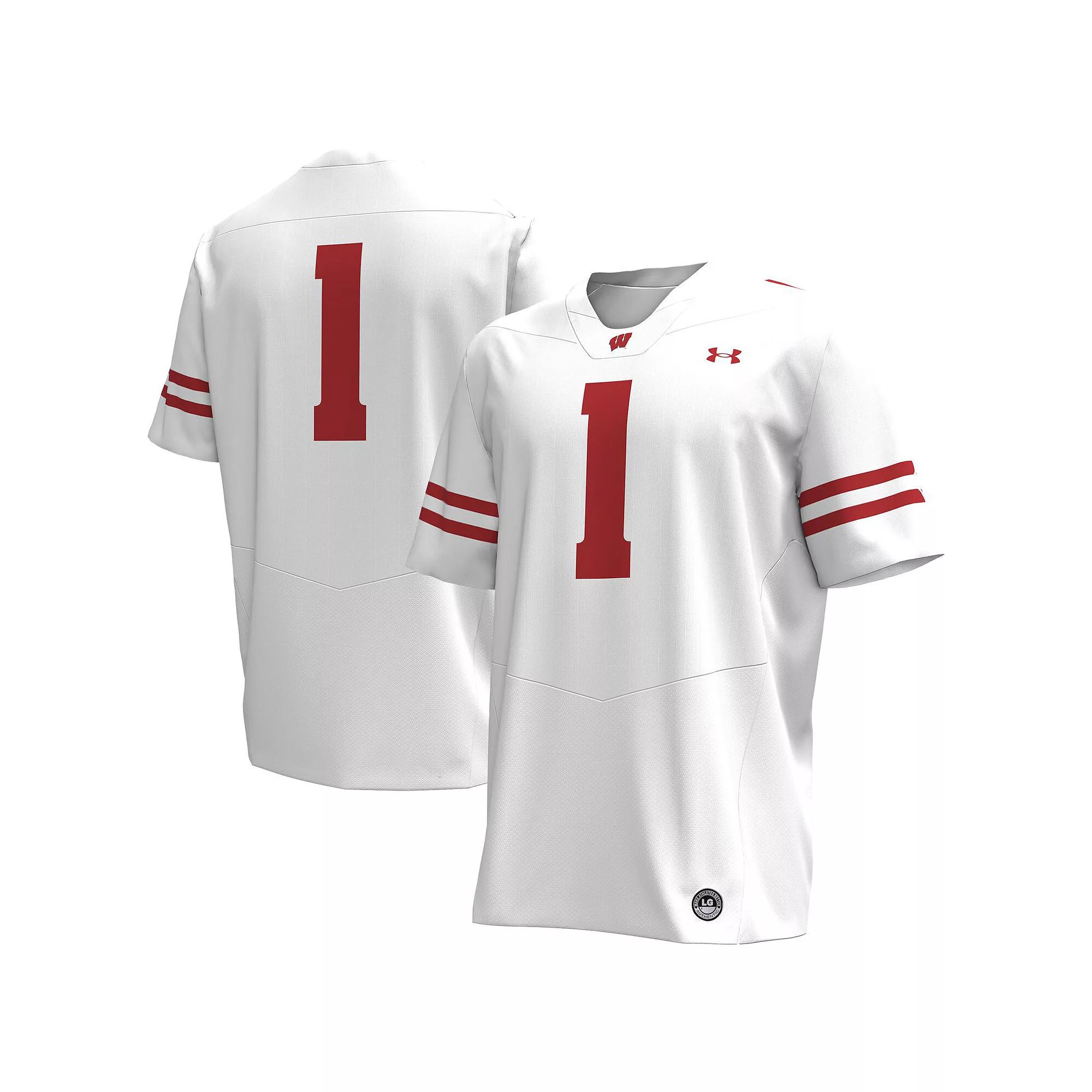 Men's Under Armour #1 White Wisconsin Badgers Replica Football Jersey,  Product Image