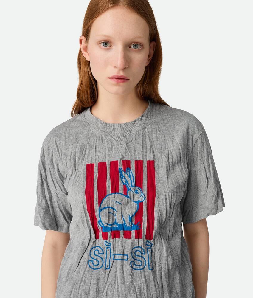 Women's Crushed Cotton Printed Jersey T-Shirt in Light grey melange Product Image