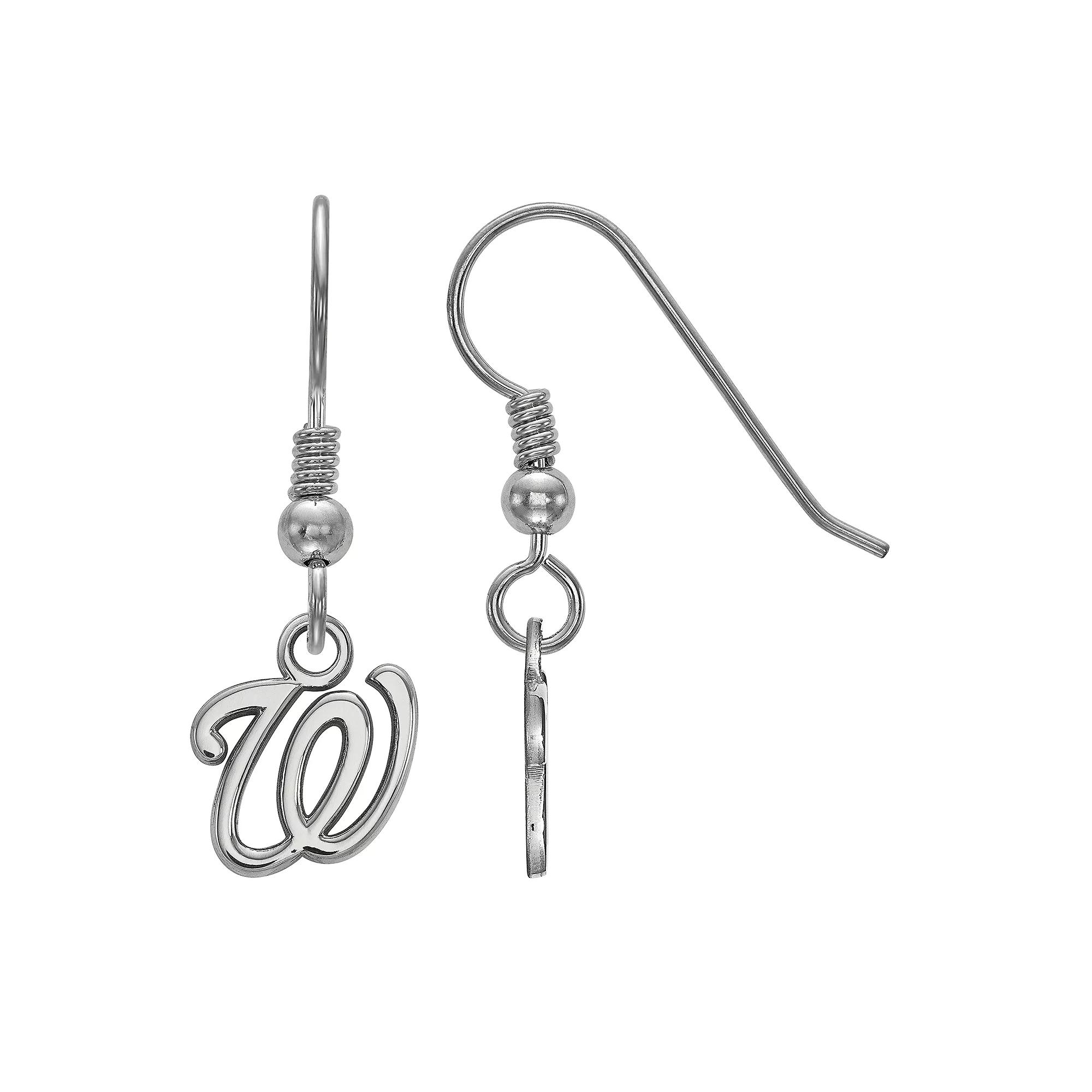 LogoArt Sterling Silver Washington Nationals Drop Earrings, Women's, Size: 29 mm Product Image