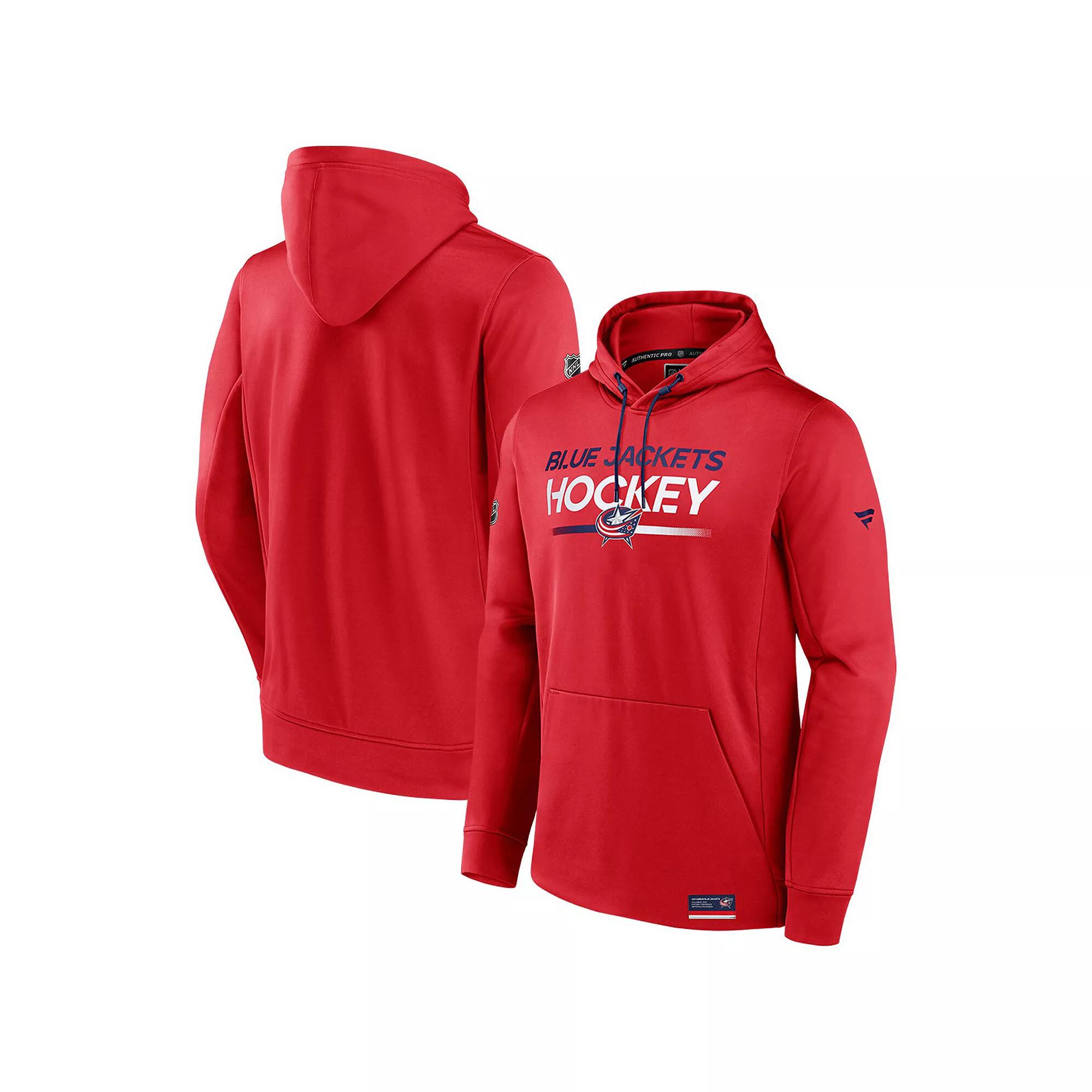 Men's Fanatics Red Columbus Blue Jackets Authentic Pro Fleece Pullover Hoodie, Size: Medium Product Image