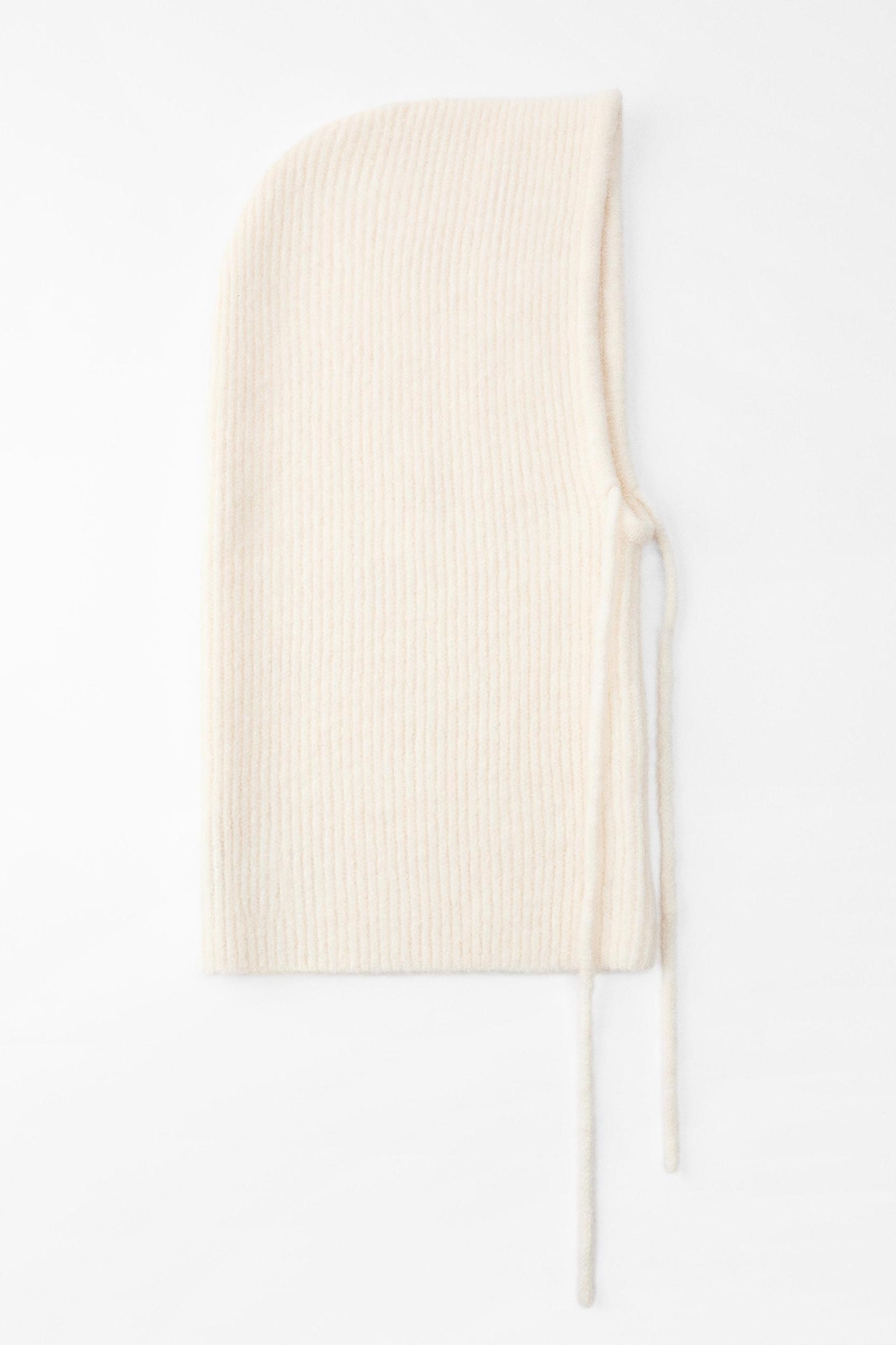 RIBBED DRAWSTRING KNIT HOOD Product Image