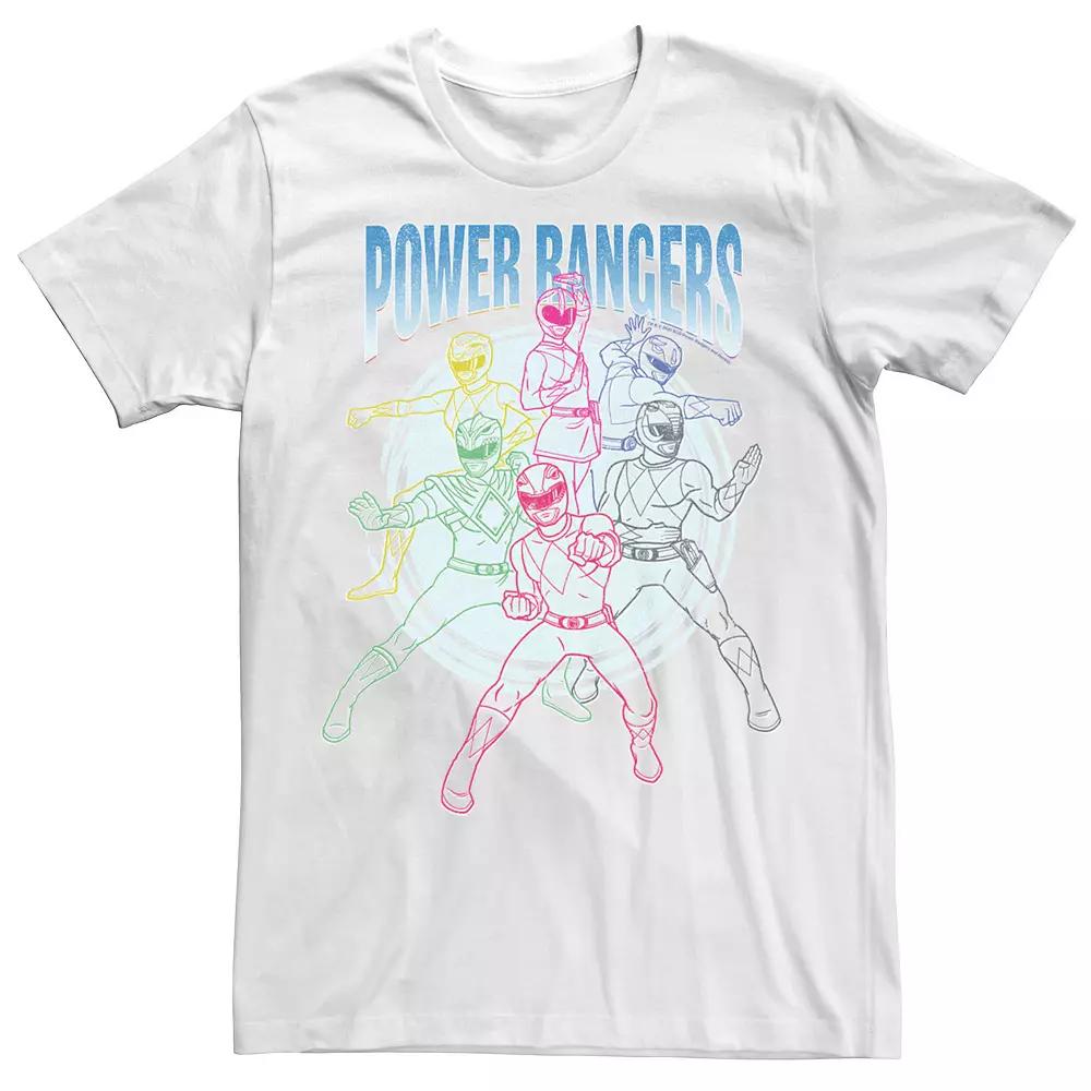 Men's Power Rangers Group Shot Line Art Portrait Tee,  Product Image
