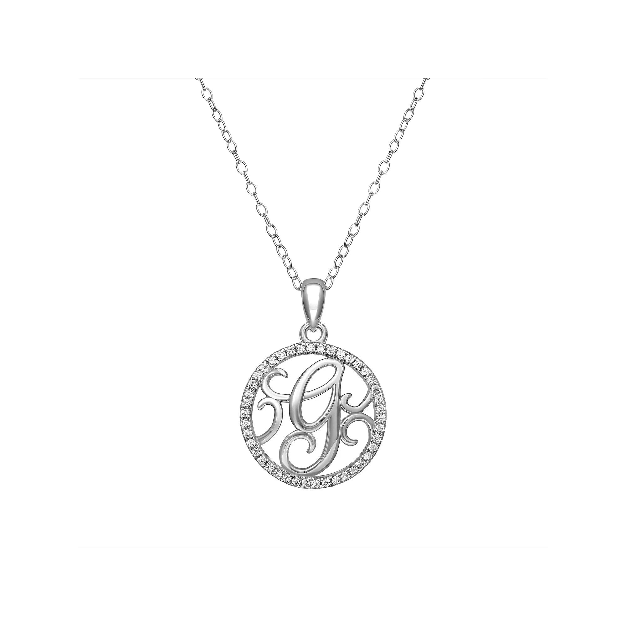 PRIMROSE Sterling Silver Cubic Zirconia Initial Pendant Necklace, Women's, Size: 18" Product Image