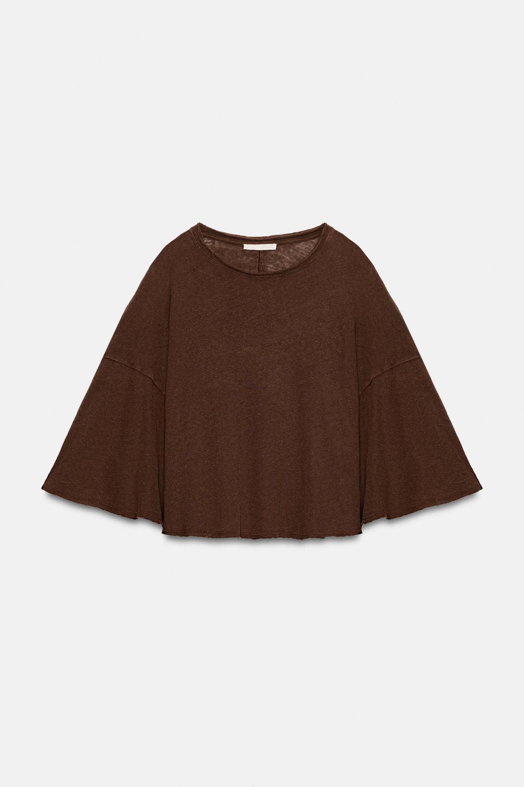 COTTON AND LINEN CAPE T-SHIRT Product Image
