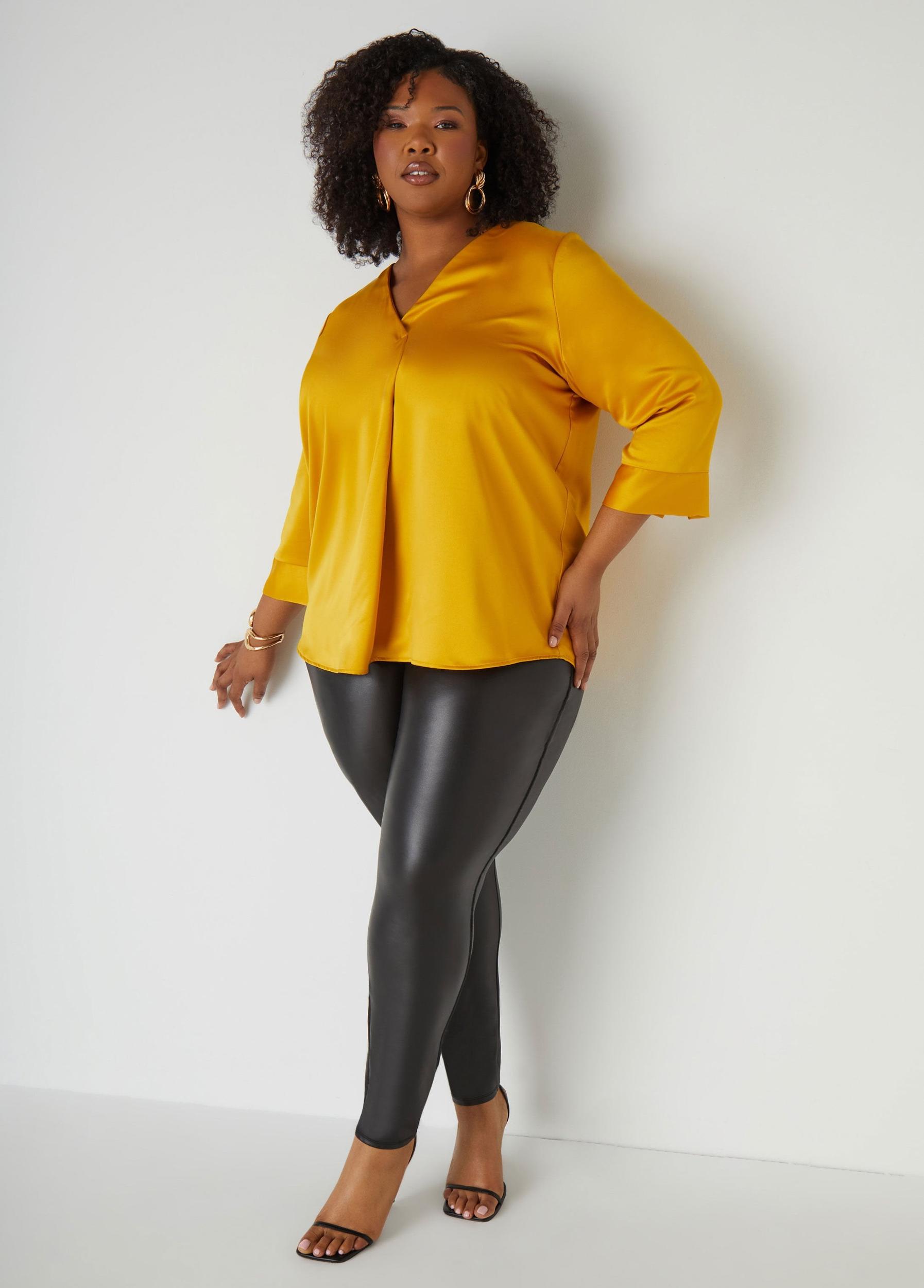 Satin V Neck Blouse Product Image