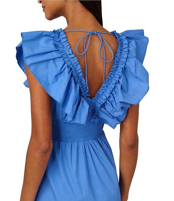 Adrianna by Adrianna Papell Ruffle V-Neck Smocked Waist Sleeveless Midi Dress Product Image