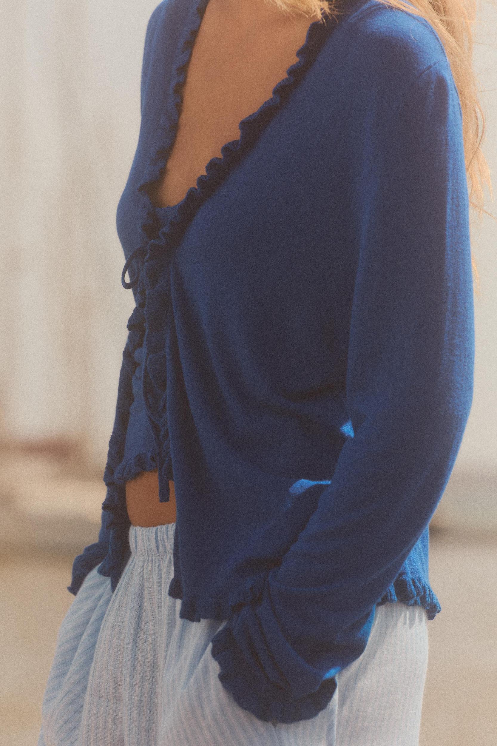 RUFFLED KNIT CARDIGAN Product Image