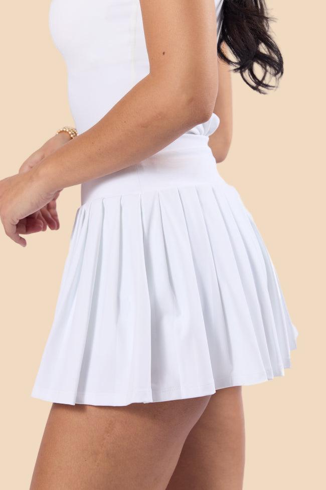 For The Win White Pleated Tennis Skirt Product Image