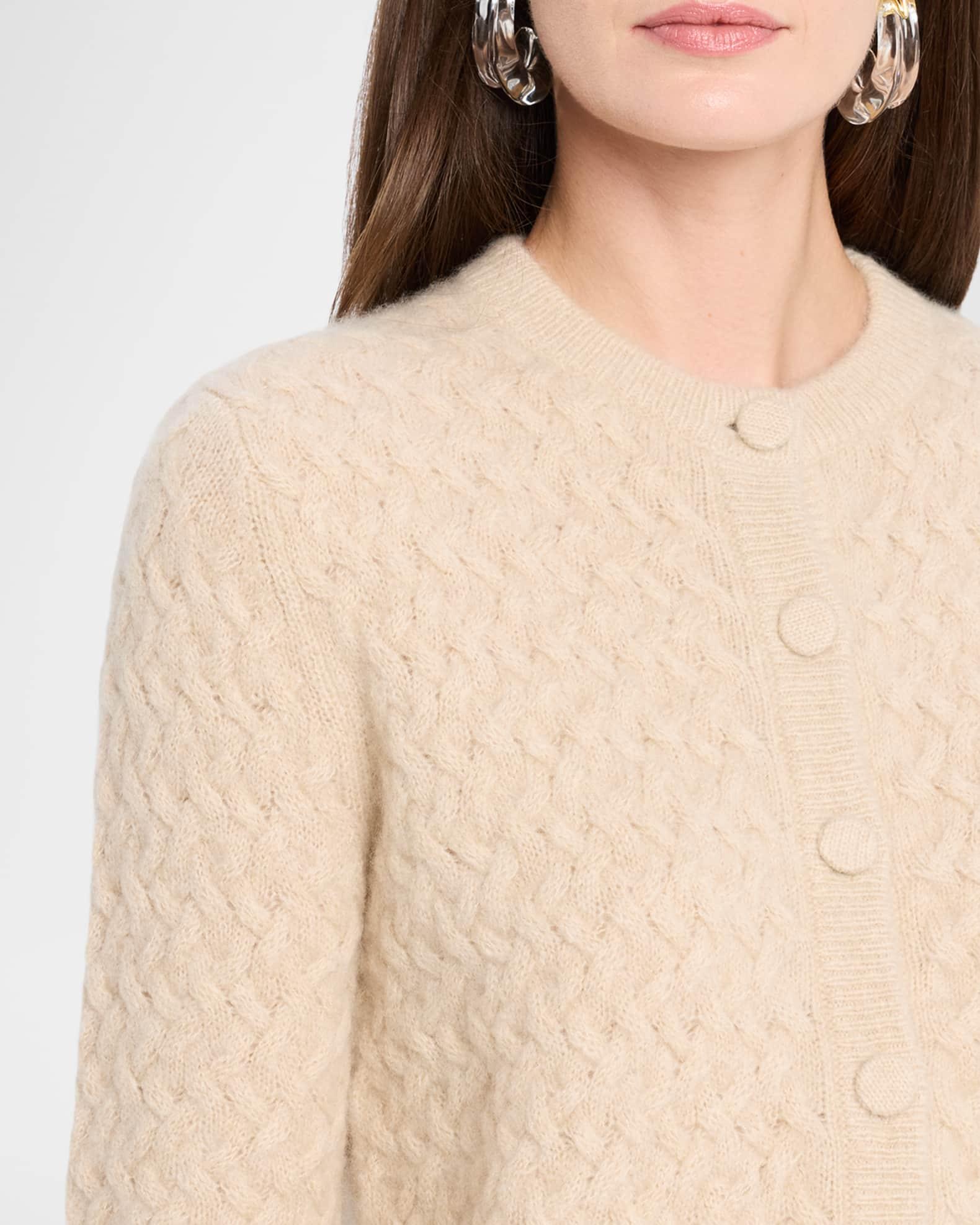 Boucle Cashmere Cable-Knit Cardigan Product Image