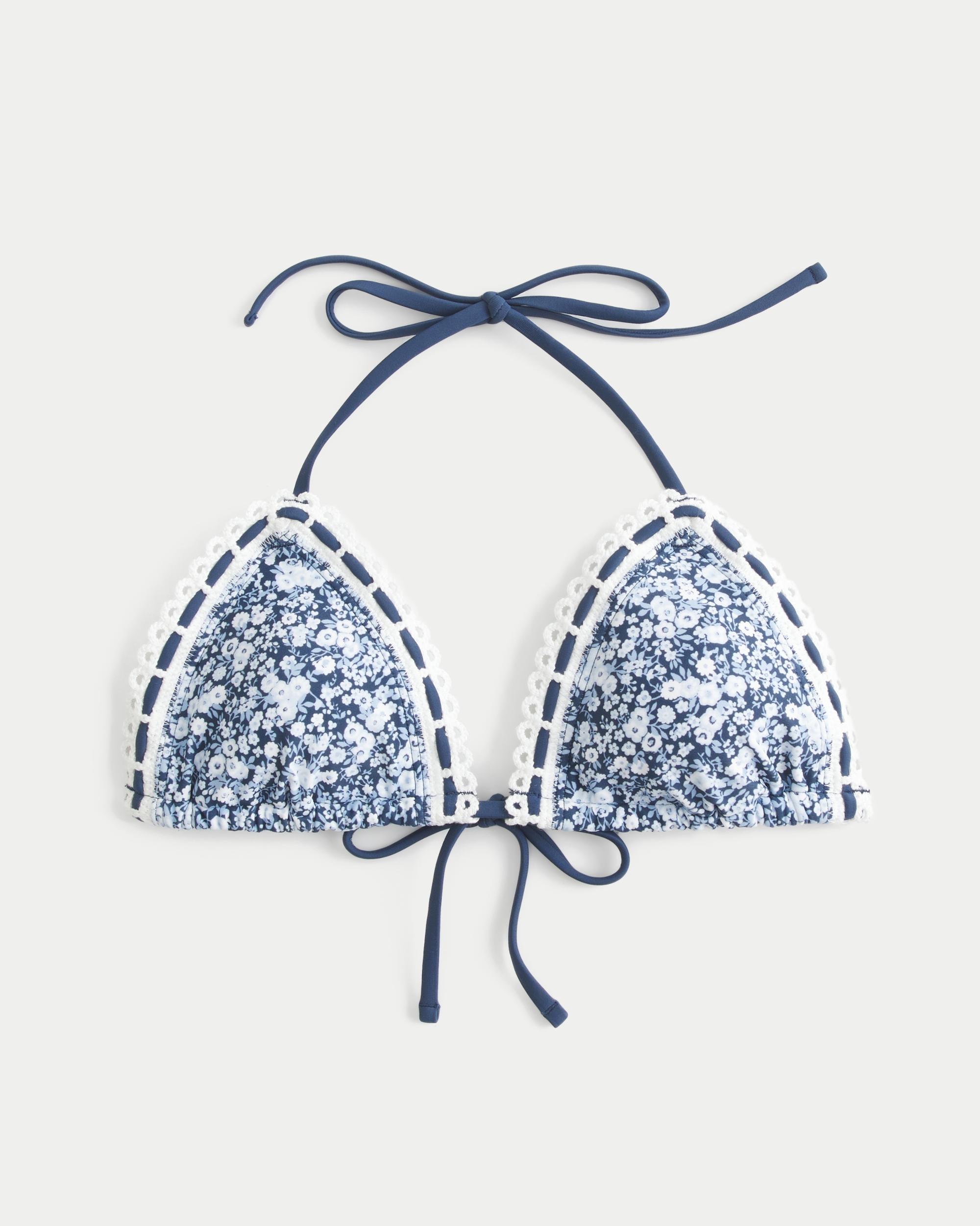 Stitched Trim Halter Triangle Bikini Top Product Image