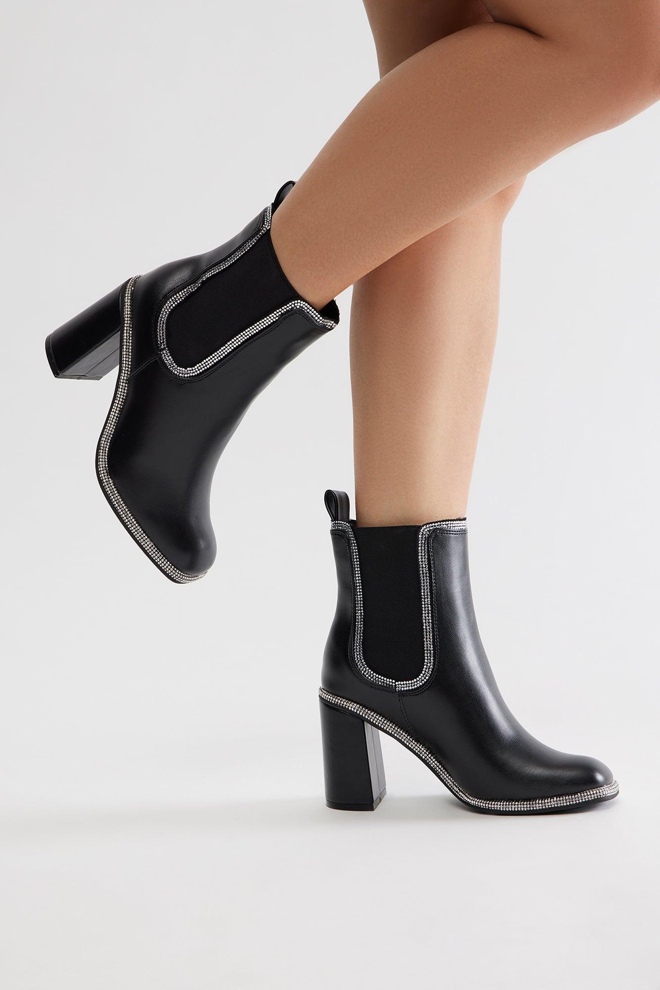 Sonora Rhinestone Booties - Black Product Image