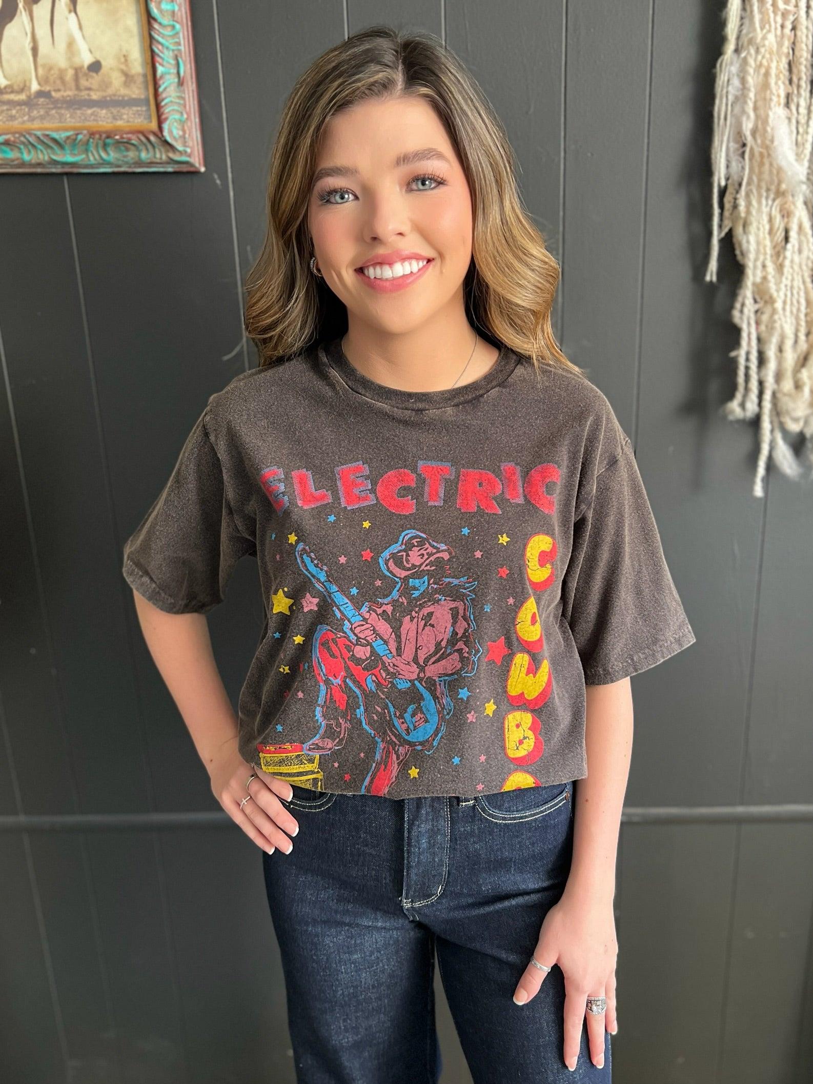 Electric Cowboy Grey Mineral Washed Graphic Tee Product Image