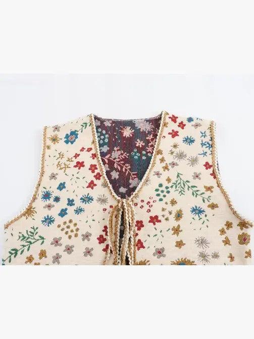 Floral Front tie Vest Product Image