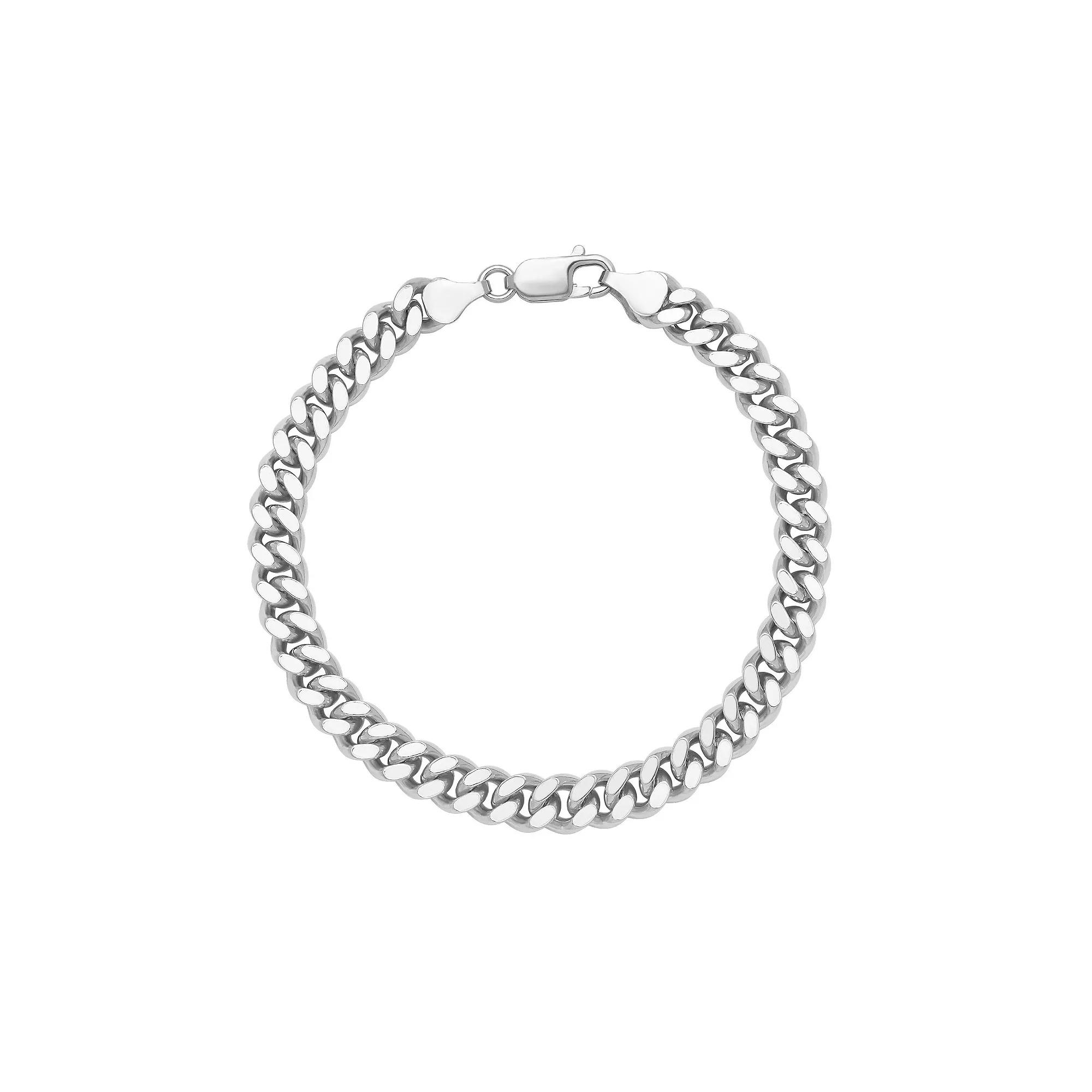 PRIMROSE Sterling Silver Diamond Cut Miami Cuban Chain Bracelet, Women's, Size: 8", Gold Tone Product Image