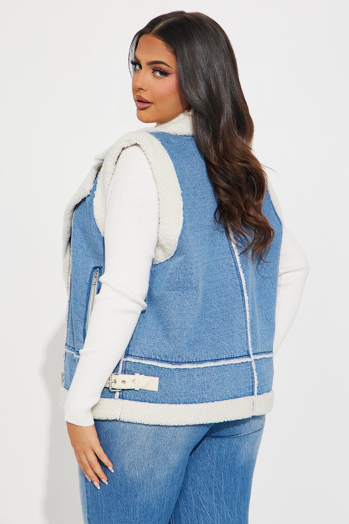 Wilderness Denim Shearling Vest - Light Wash Product Image