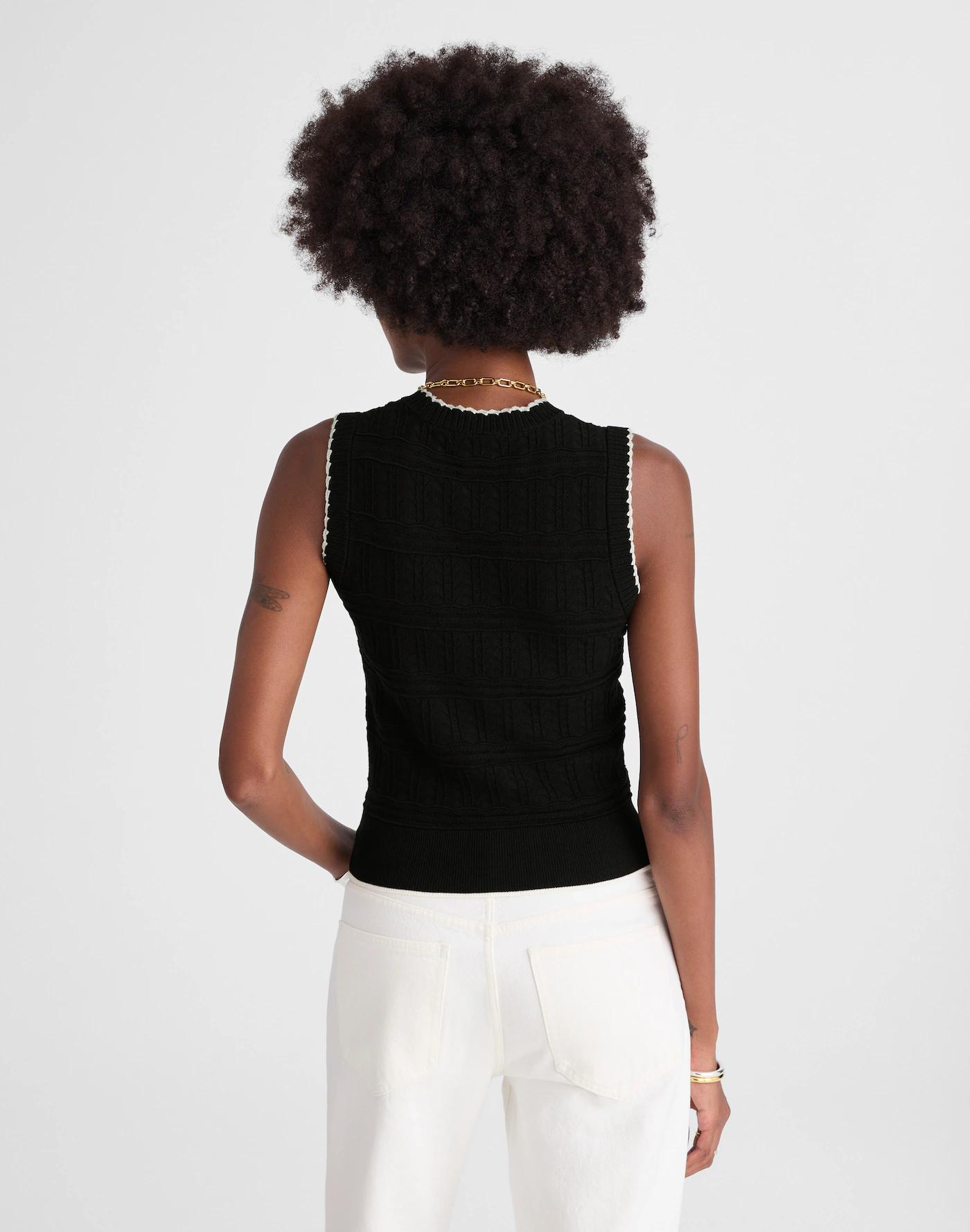 Mixed-Stitch Sleeveless Sweater Product Image