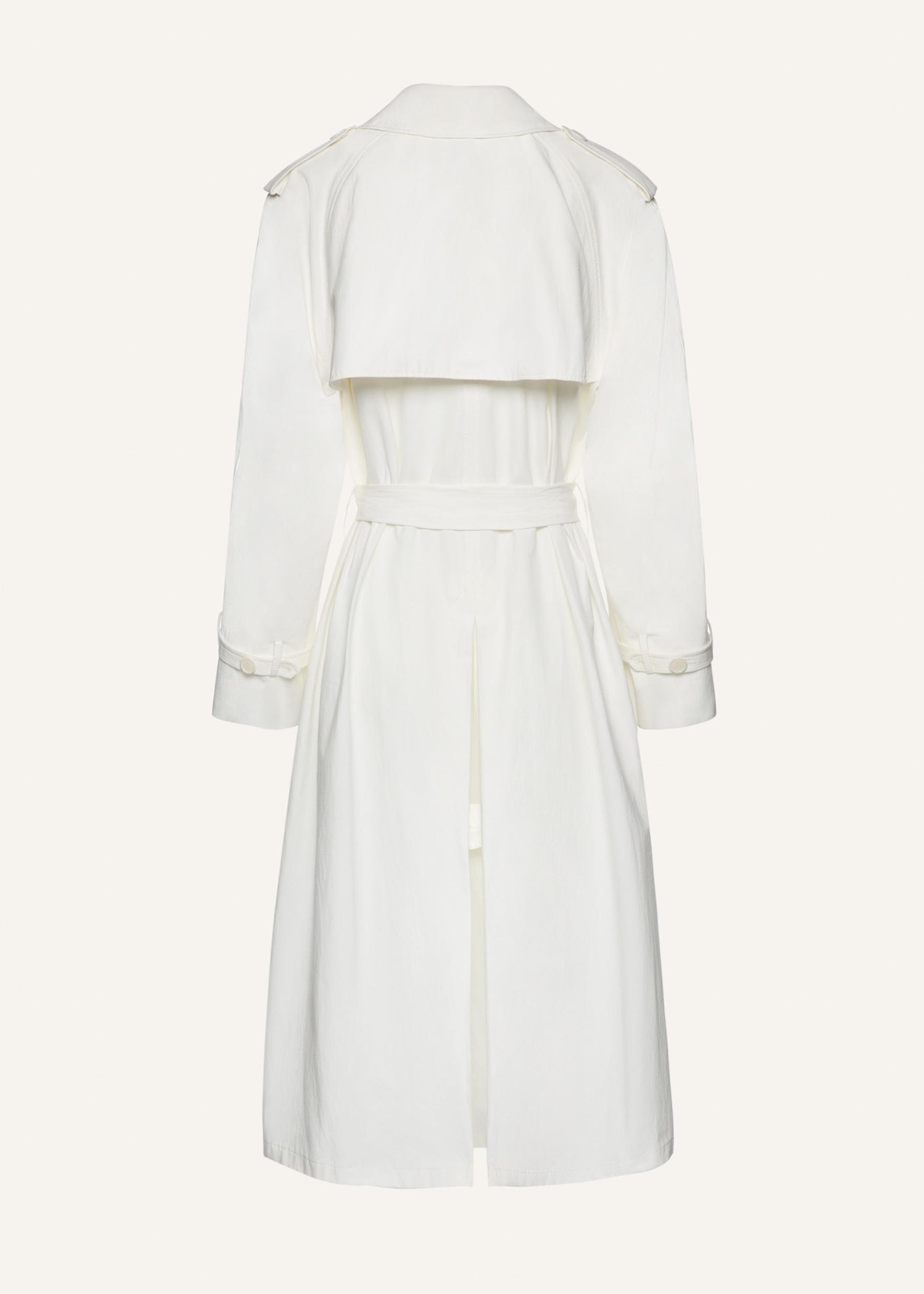 Mid-length cotton trench coat in white Product Image