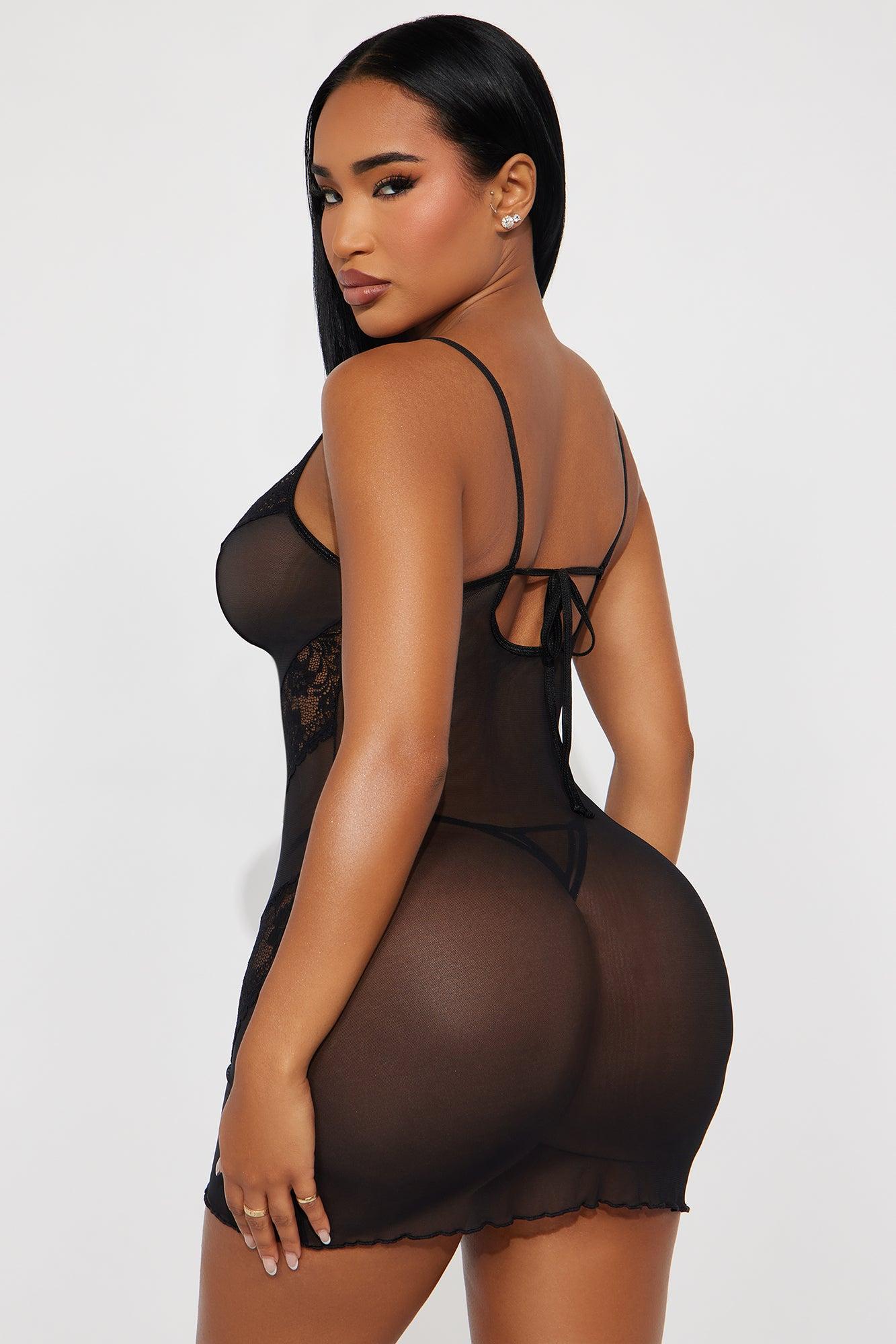 Enchanted Embrace Mesh Lace Chemise - Black Female Product Image