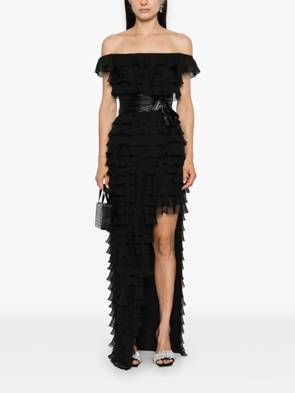 off-shoulder ruffled gown Product Image