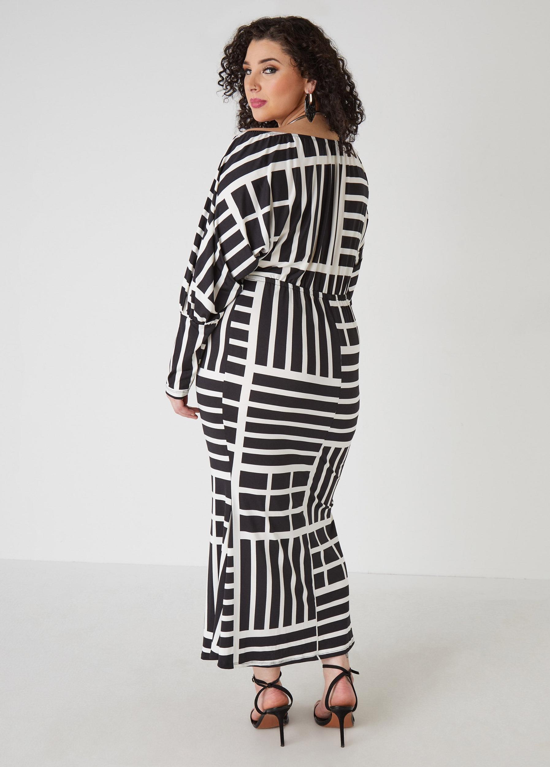Printed Boat Neck Maxi Dress Product Image
